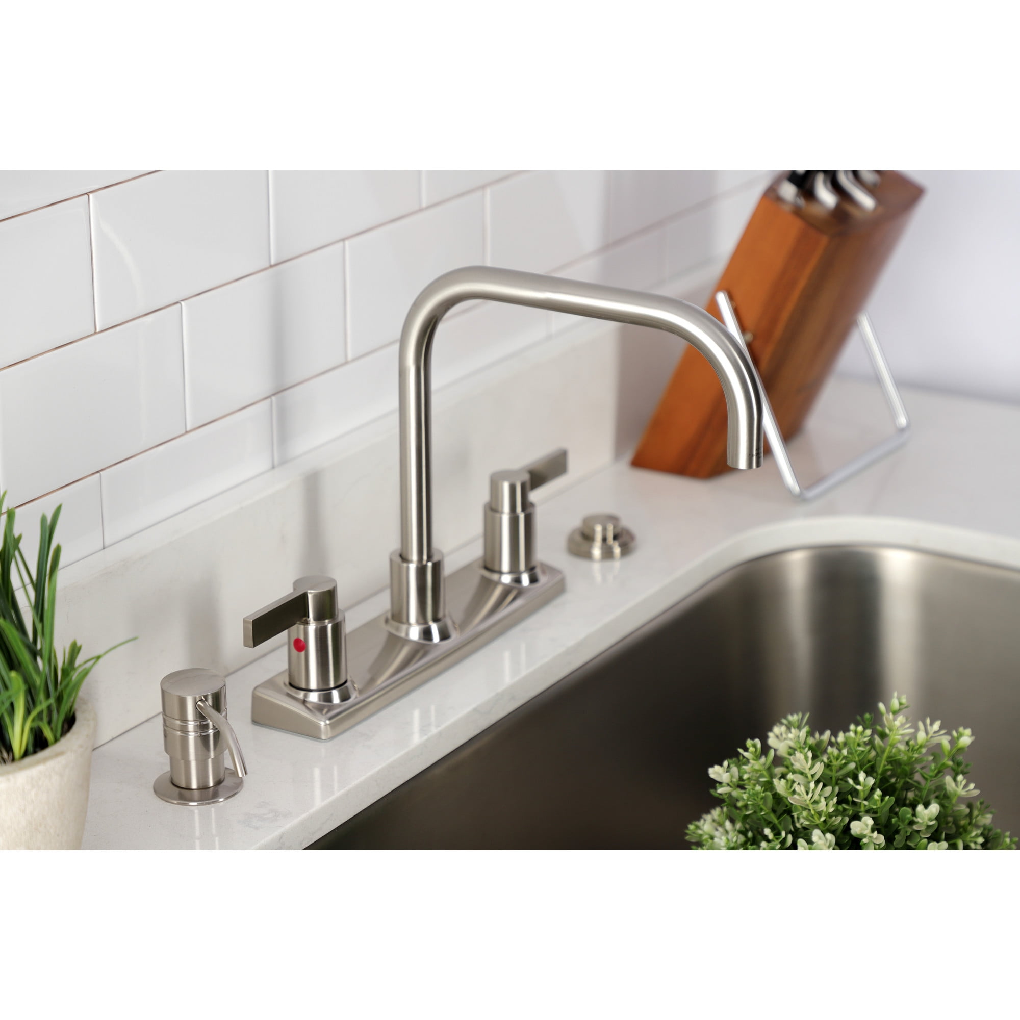 Kingston FB2148NDL NuvoFusion Two-Handle 2-Hole 8" Centerset Kitchen Faucet in Brushed Nickel - Image 2
