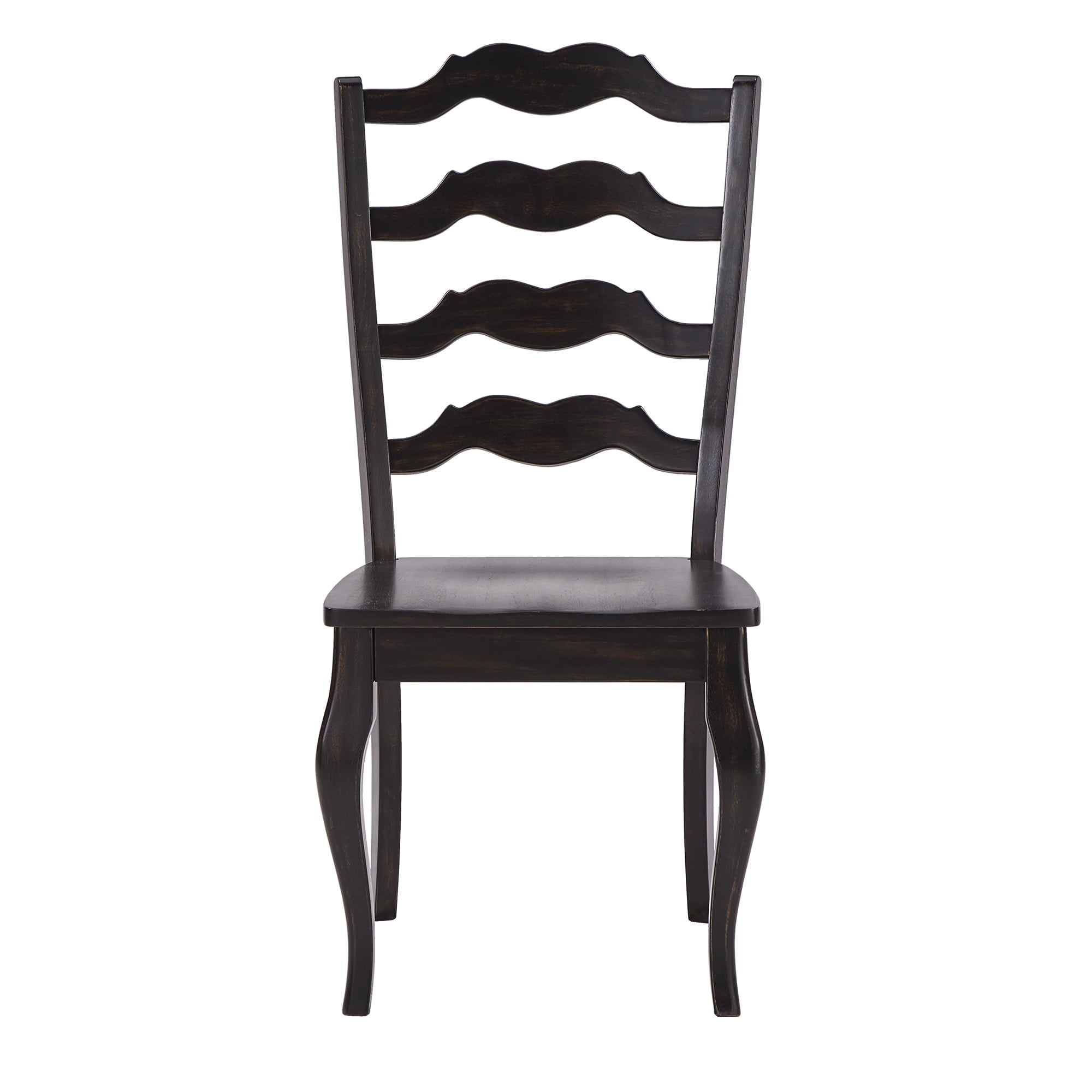 Weston Home Farmhouse French Ladder Back Wood Dining Chairs, Set of 2, Antique Black - Image 7