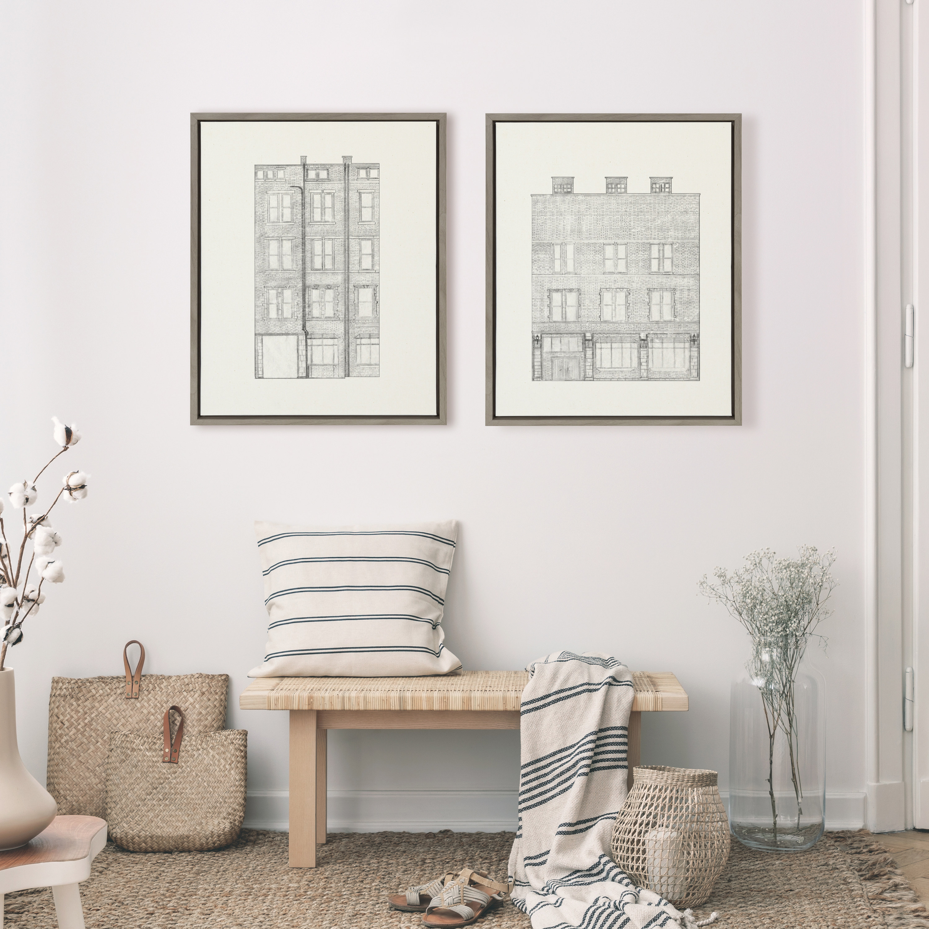 Kate and Laurel Buildings Framed Canvas Art Prints, 18" x 24", Set of 2 - Image 6