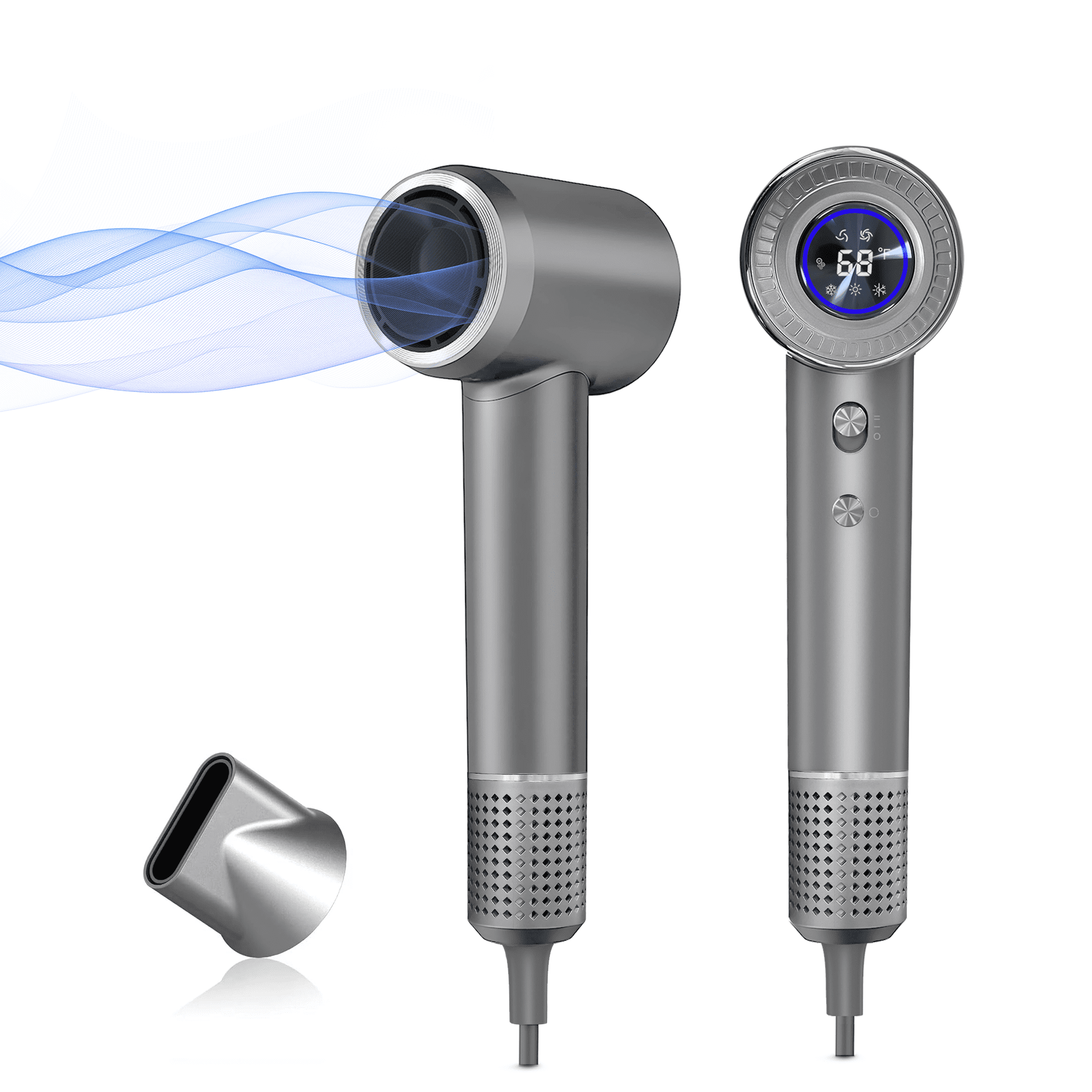 LOOKLIM High Speed Hair Dryer, Quiet Lightweight Ionic Hair Blow Dryer with 6 Blowout Mode, Gray - Image 3