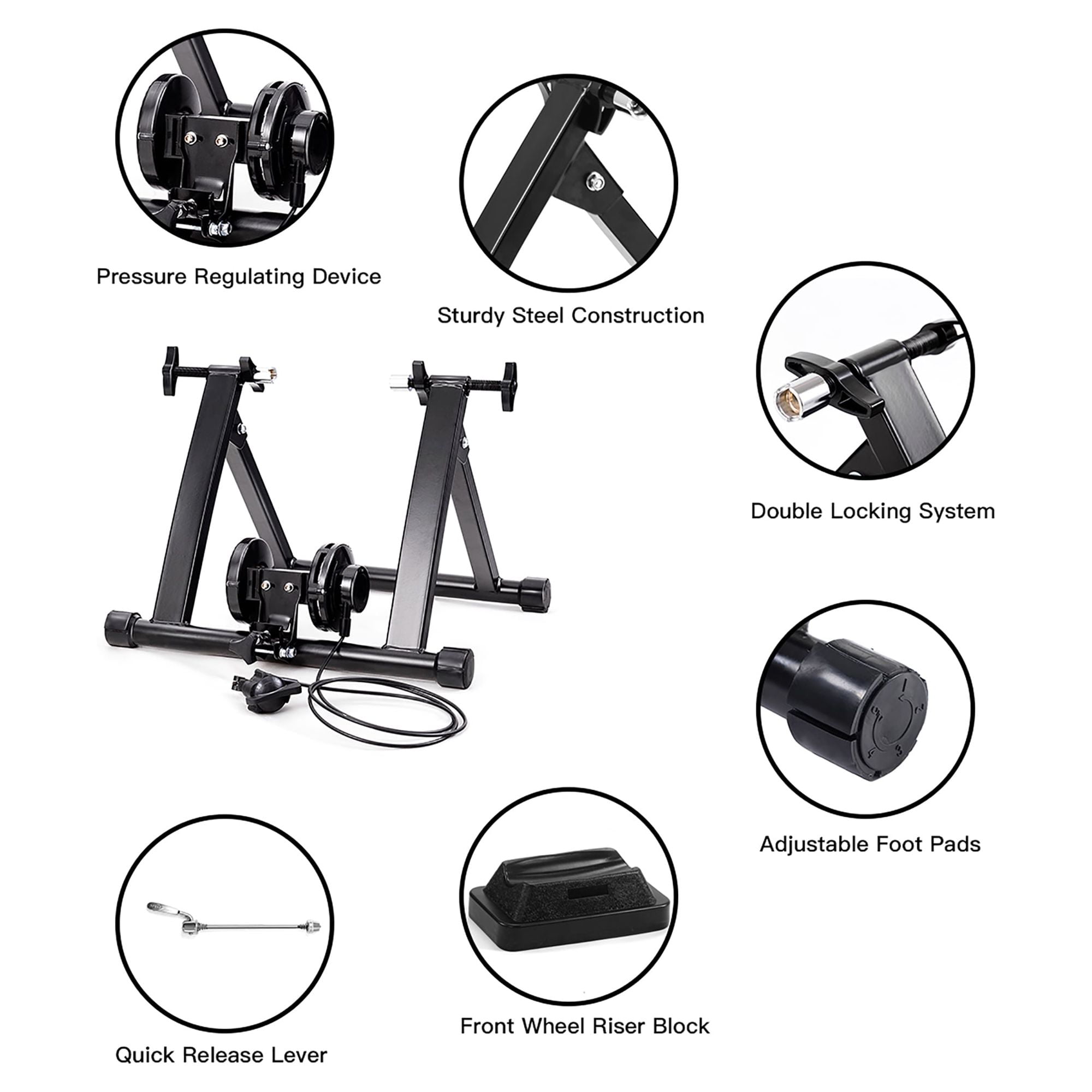 Costway Magnetic Indoor Bicycle Bike Trainer Exercise Stand 8 Levels of Resistance - Image 2