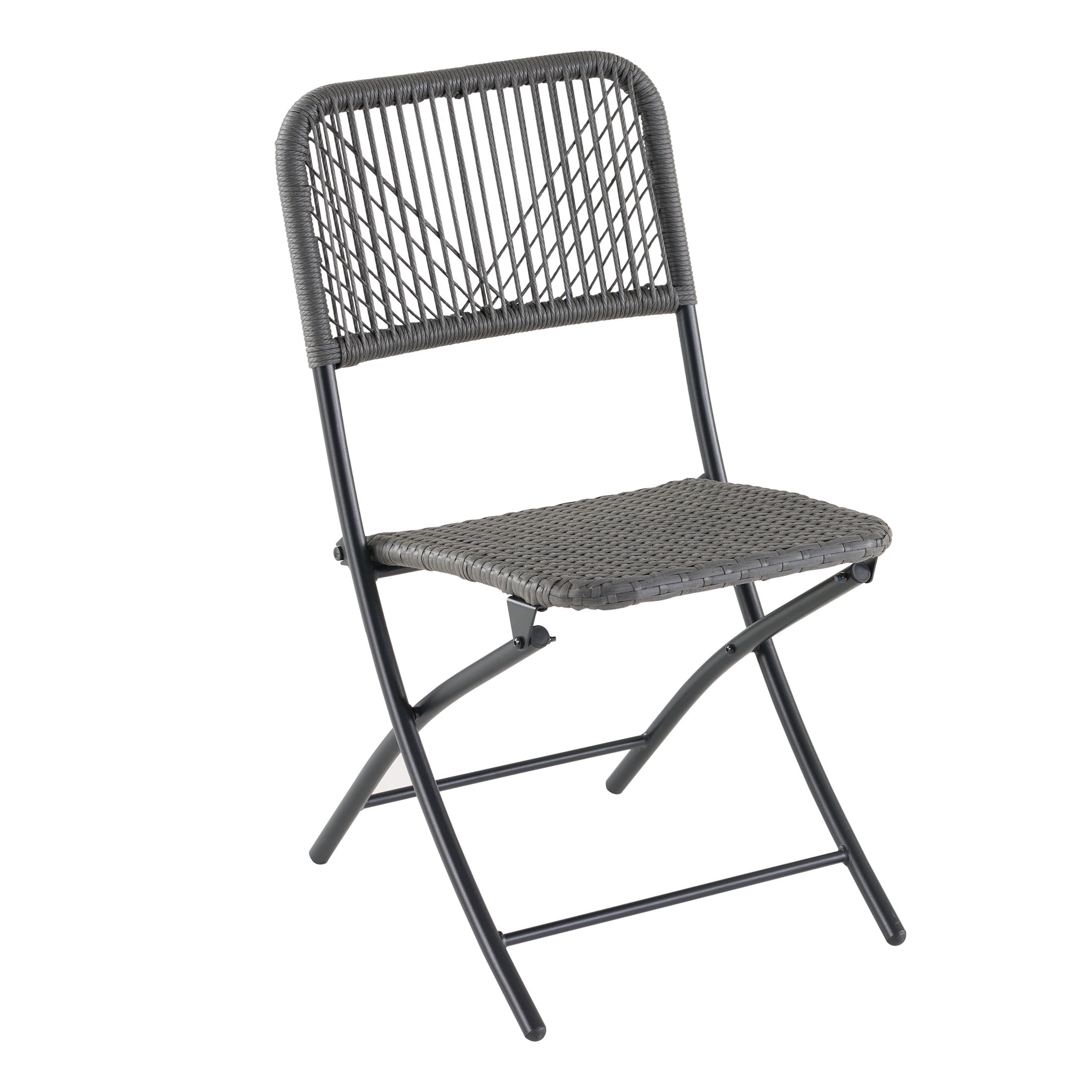 Mainstays 3-Piece Steel and Wicker Rope Folding Outdoor Patio Bistro Set, Gray/Black - Image 7