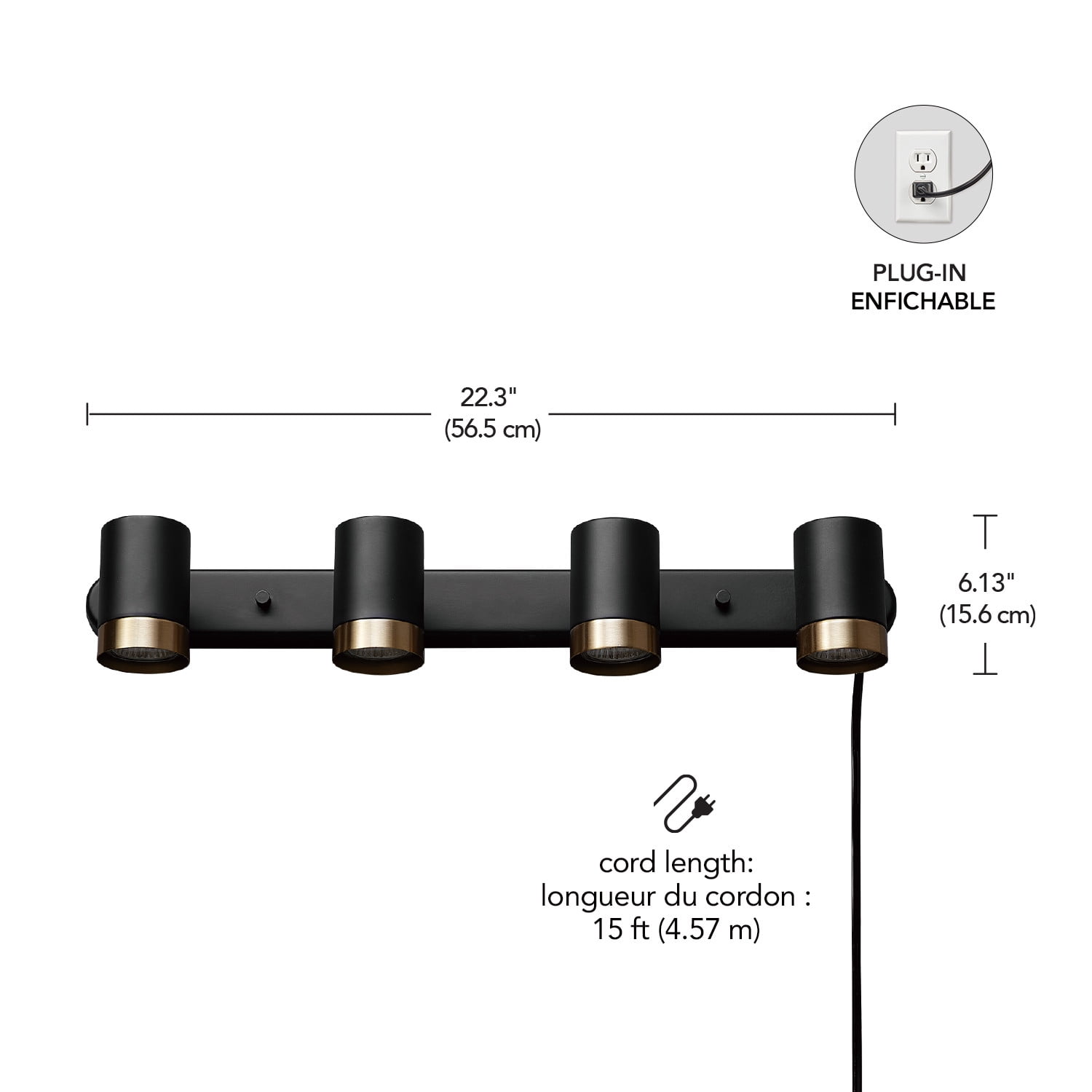 Globe Electric 22" Minimalist 4-Light Matte Black Plug-in Track Light - Image 7