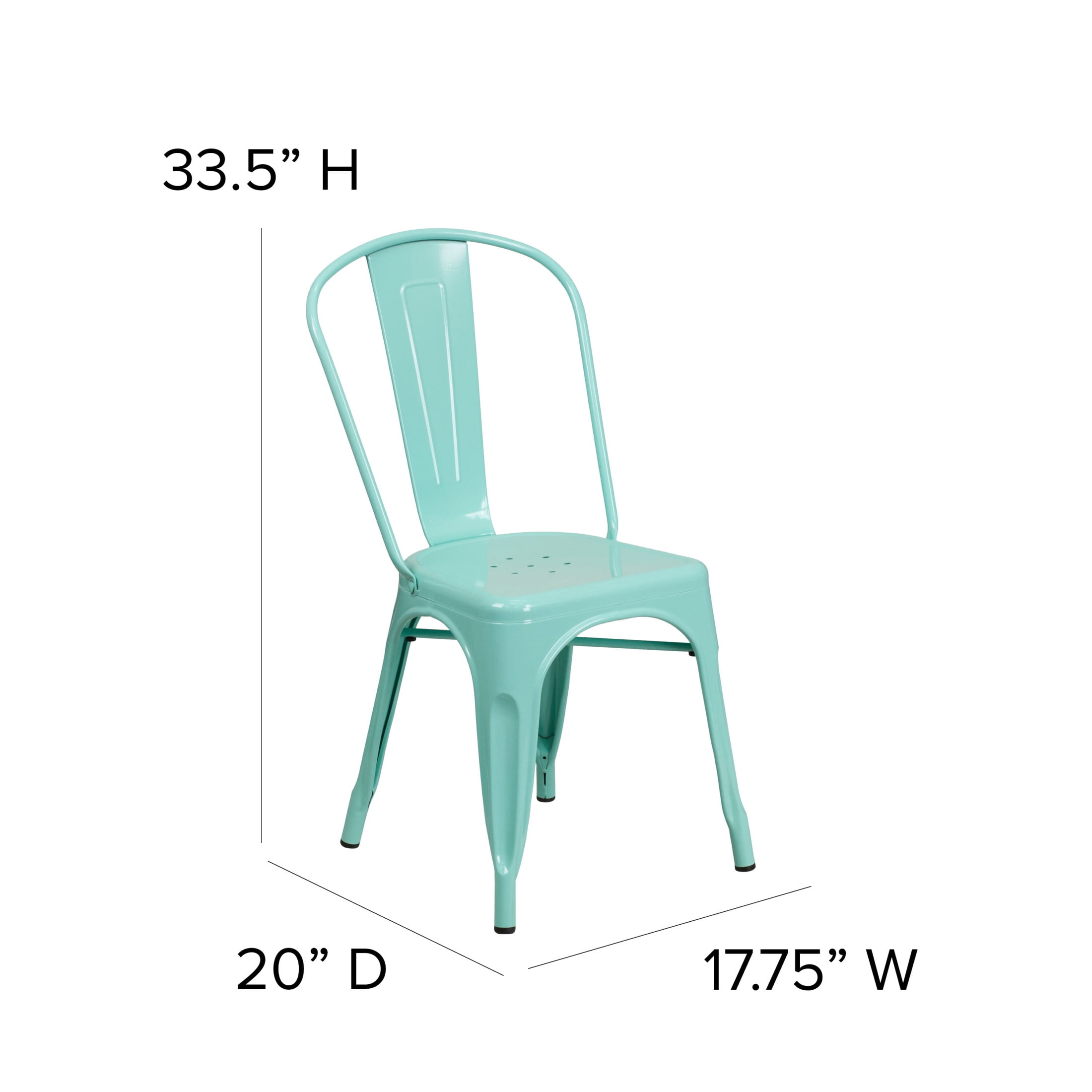 Flash Furniture Tenley Adult Commercial-Grade Metal Indoor/Outdoor Stackable Dining Chair, Mint - Image 2