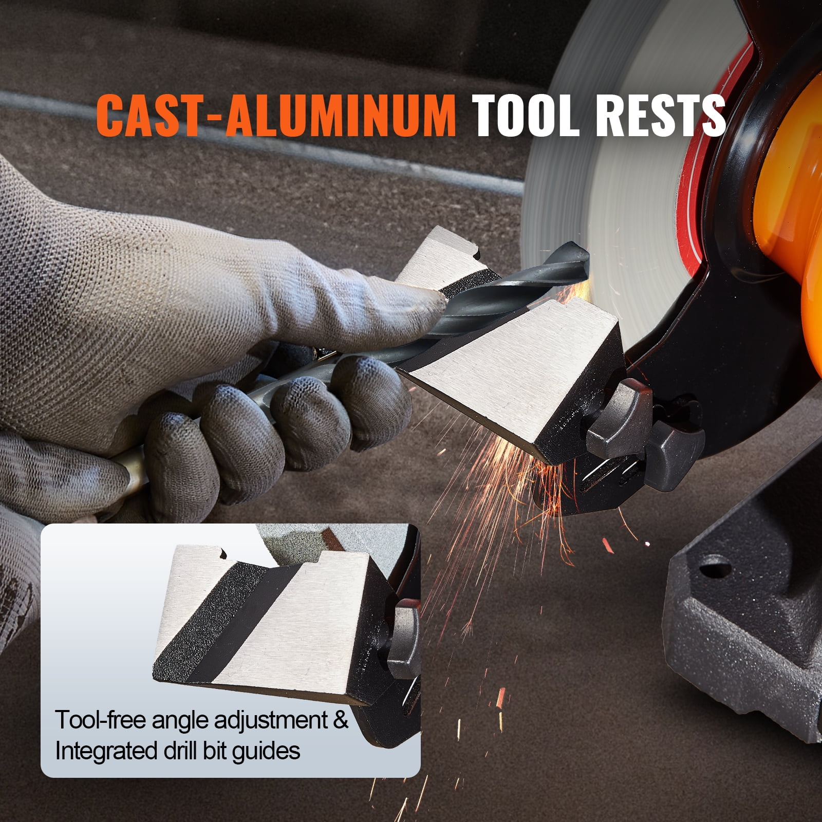 BENTISM Bench Grinder, 8 inch Variable Speed Bench Grinder with 5.0A Brushless Motor 1800-3795 RPM, Table Grinder with Cast-aluminum Tool Rest - Image 5