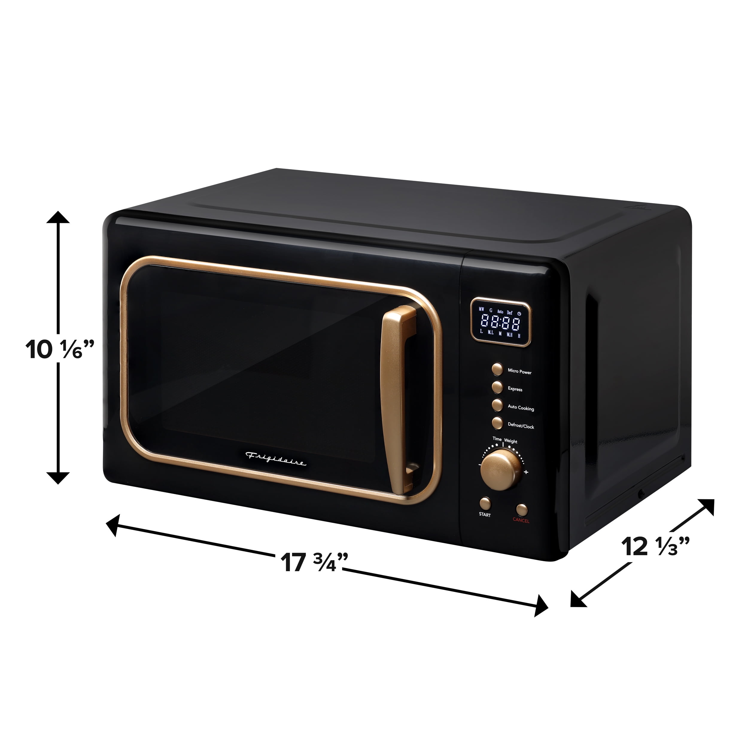 Frigidaire 0.7 Cu. Ft. Retro Countertop Microwave Oven, Black and Gold - Image 5
