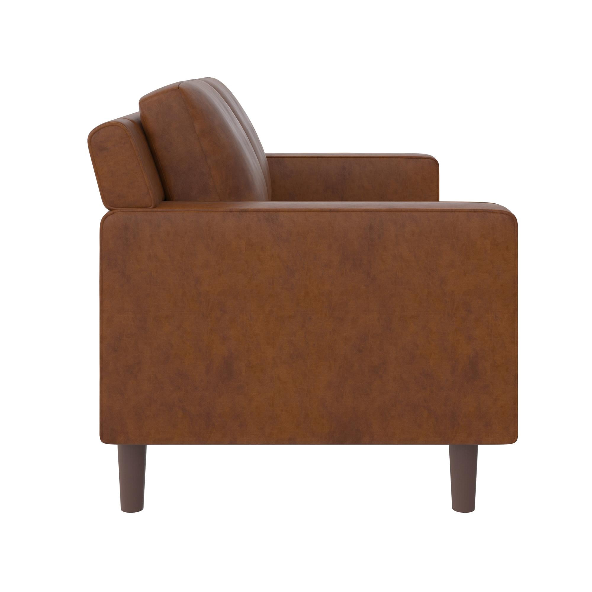 DHP Bryanna Loveseat 2 Seater Sofa , Camel Faux Leather - Image 7