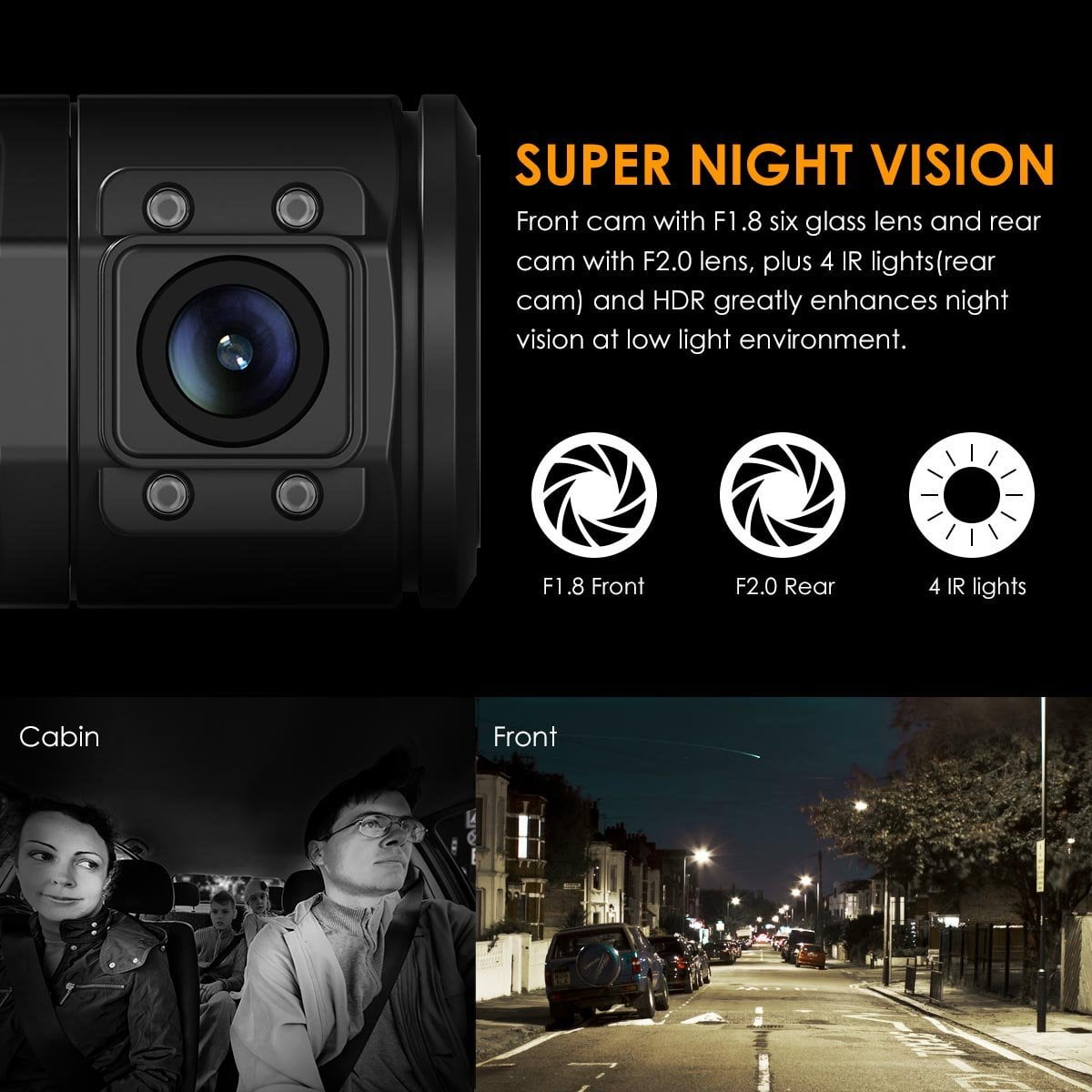 Vantrue N2 PRO - Dual Dash Cam - Sony Exmor HD Sensor - Infrared Night Vision (2023 Version) - Image 5