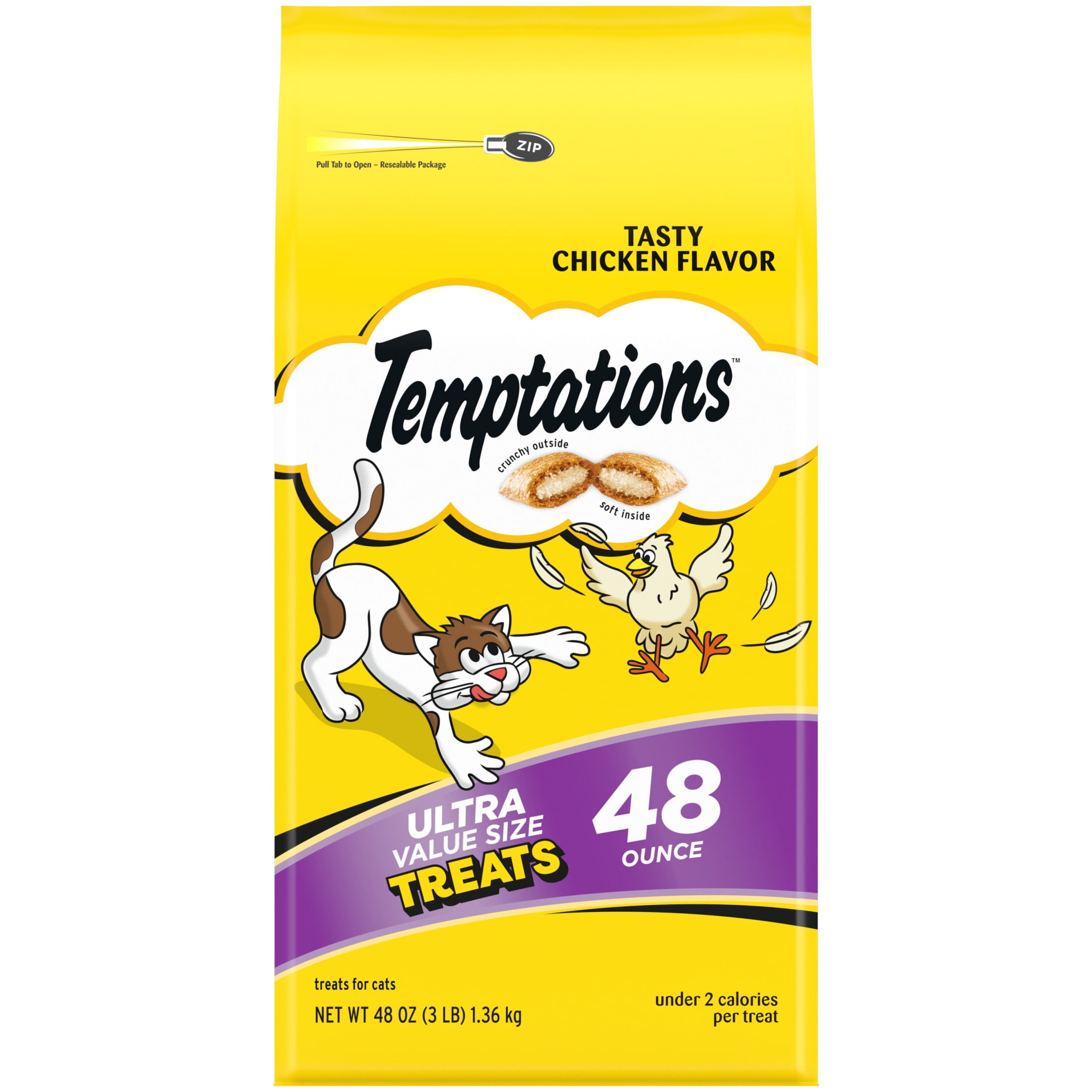 (4 pack) Temptations Classic Tasty Chicken Flavor Crunchy And Soft Treats For Cats, 48 Oz Pouch - Image 2