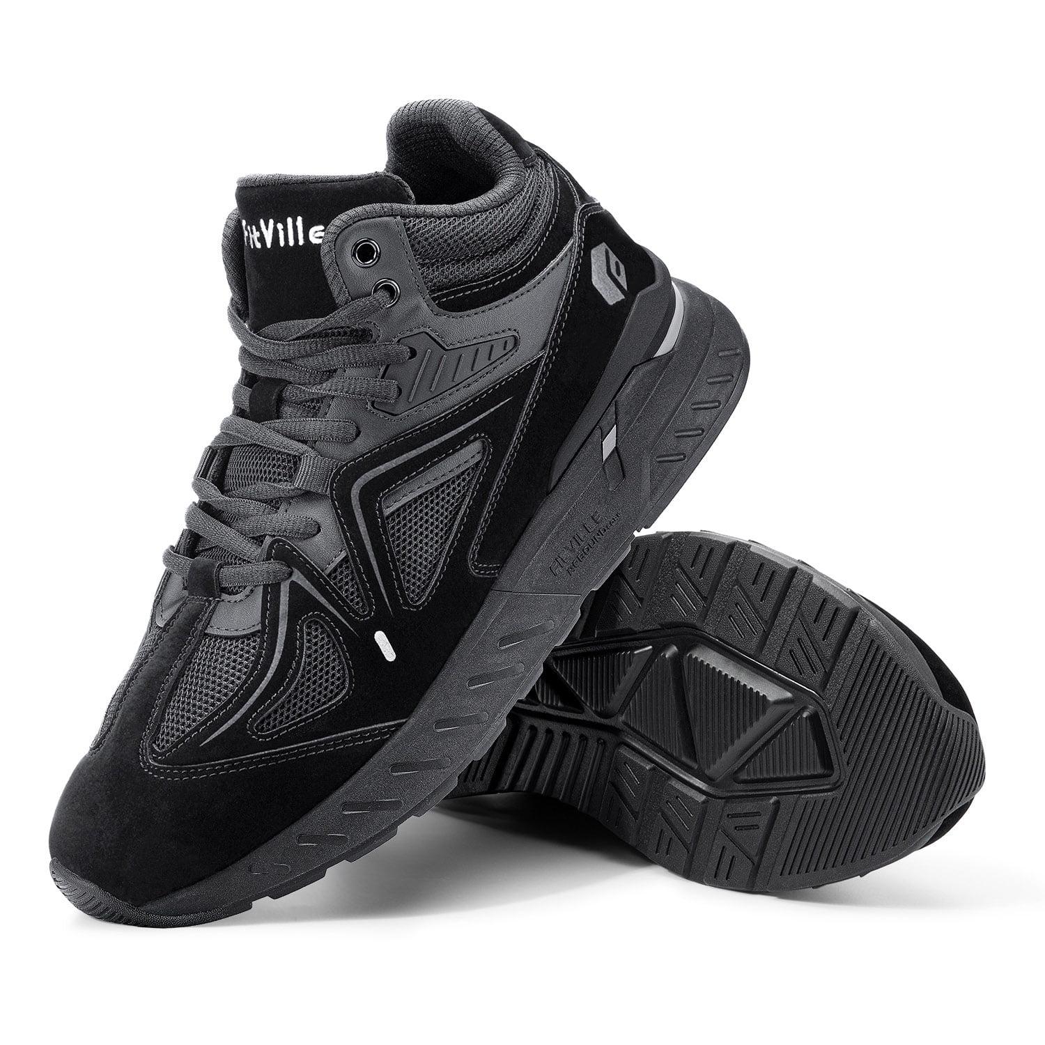 FitVille Men's High Top Basketball Shoes Extra Wide Sneakers for Flat Foot, All Black, 10 x-Wide - Image 6