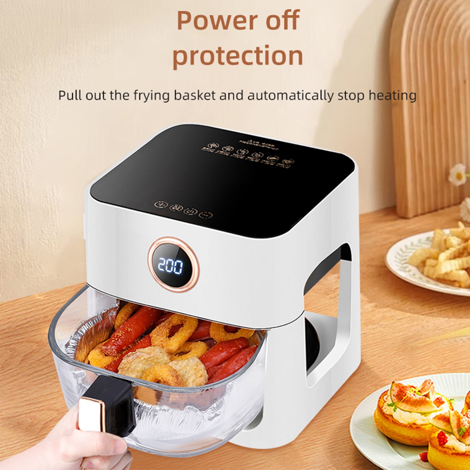 Wobythan Air Fryer 4.2 Quart White Deep Air Fryer With Voice Control, Oil-free Oven For French Fries - Image 4