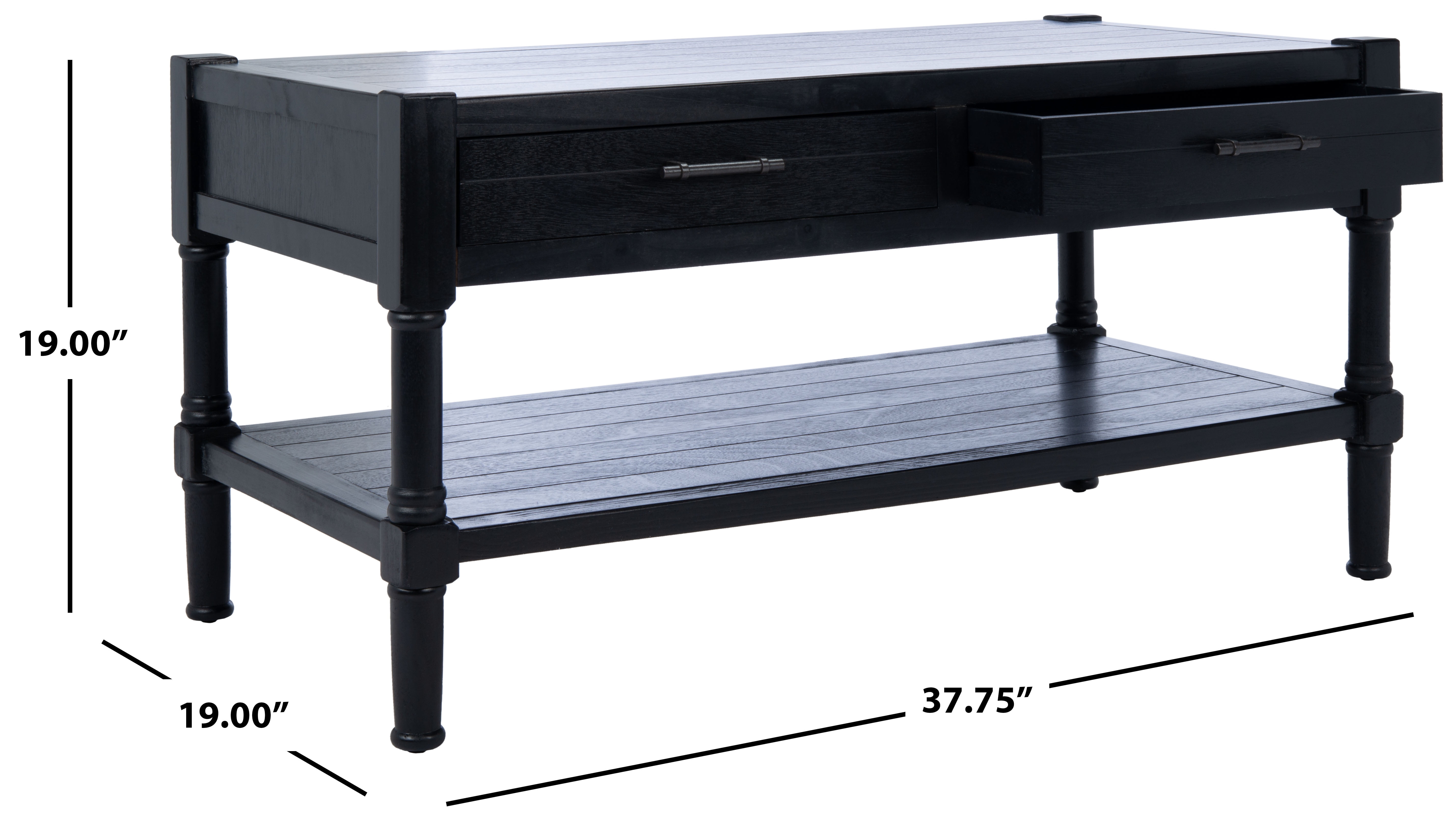 SAFAVIEH Filbert Solid 2 Drawer Coffee Table, Black - Image 7