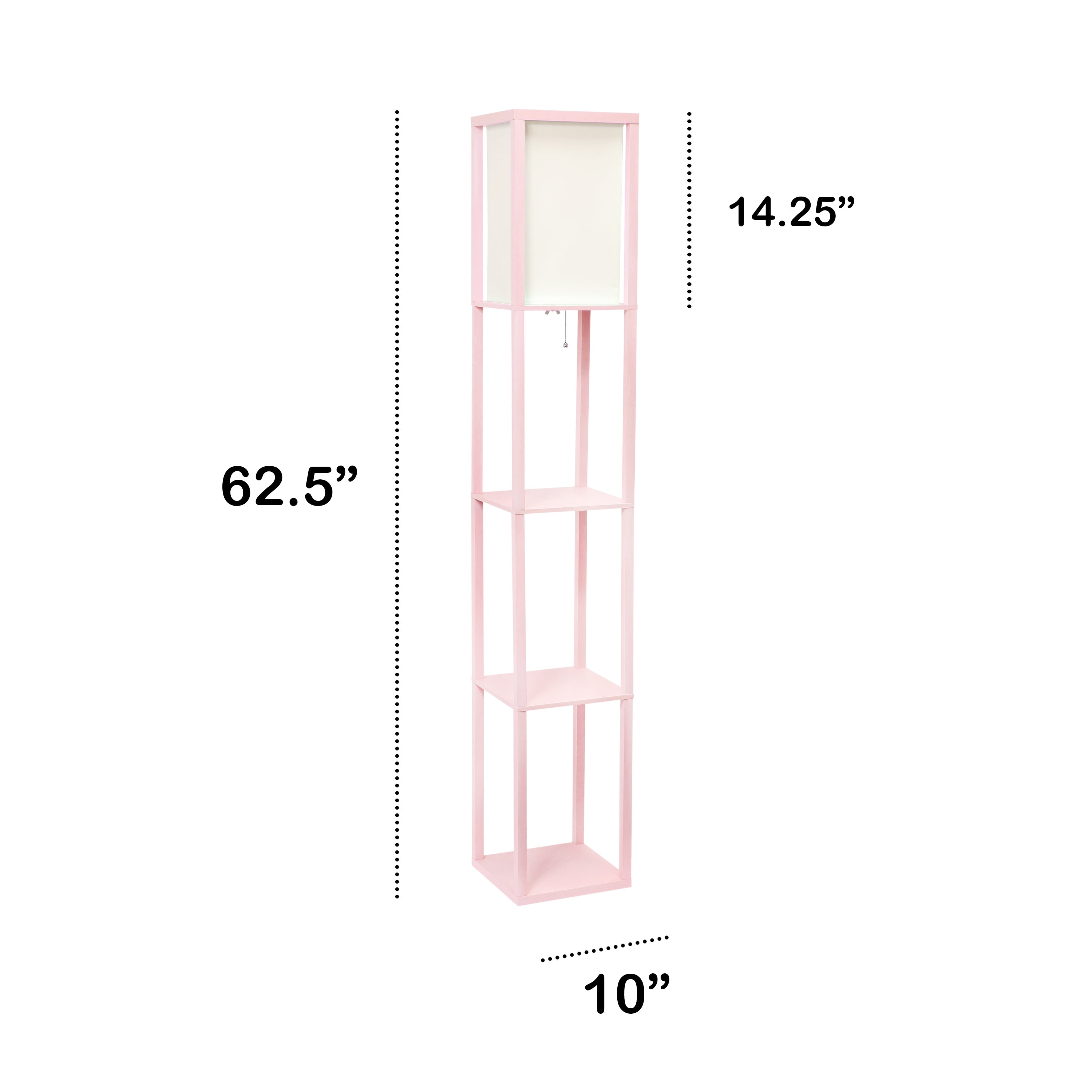 Lalia Home 62.5" Column Shelf Floor Lamp with Linen Shade, Light Pink - Image 7