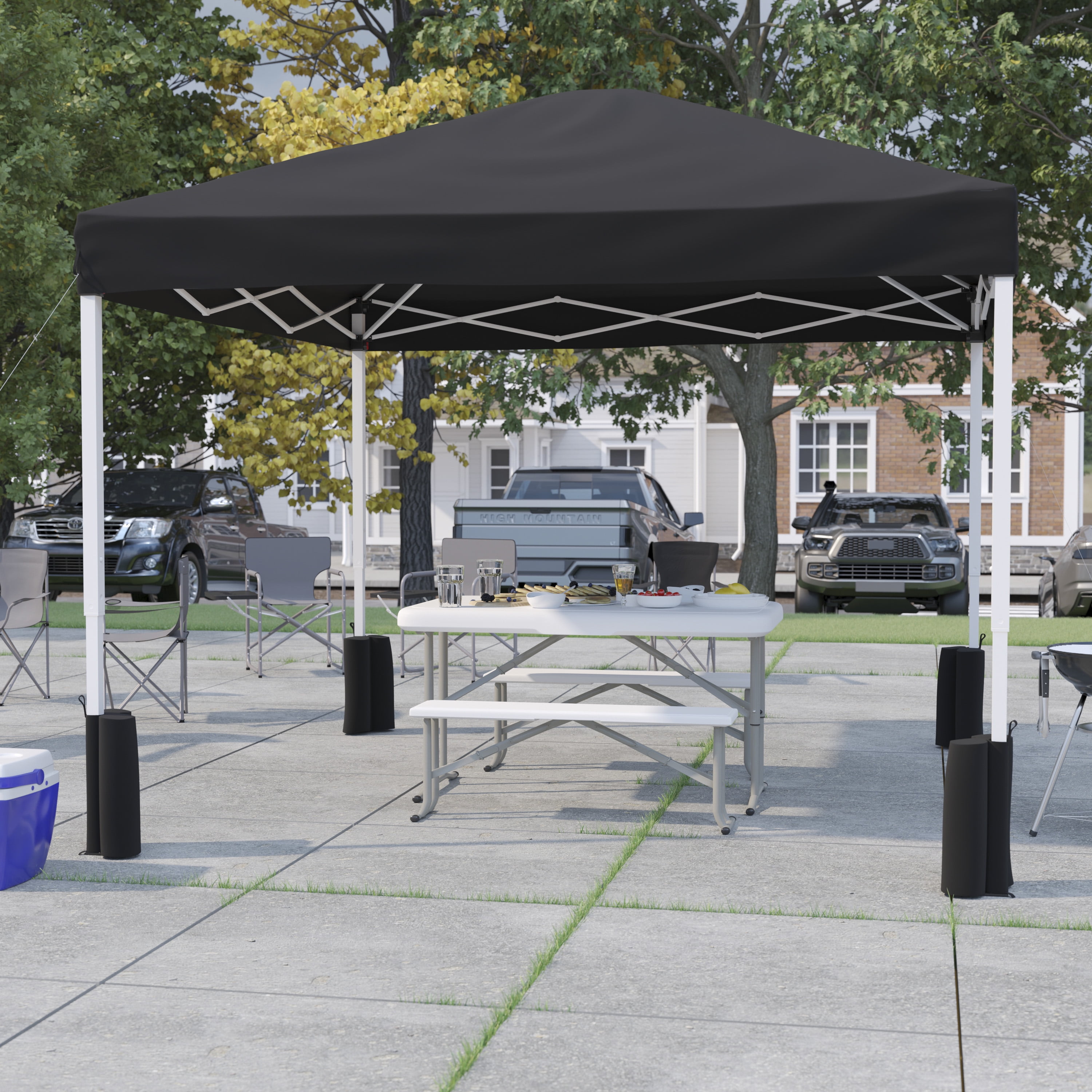 Flash Furniture Harris Collection 10' x 10' Black Pop Up Canopy Tent with Sandbags - Image 8