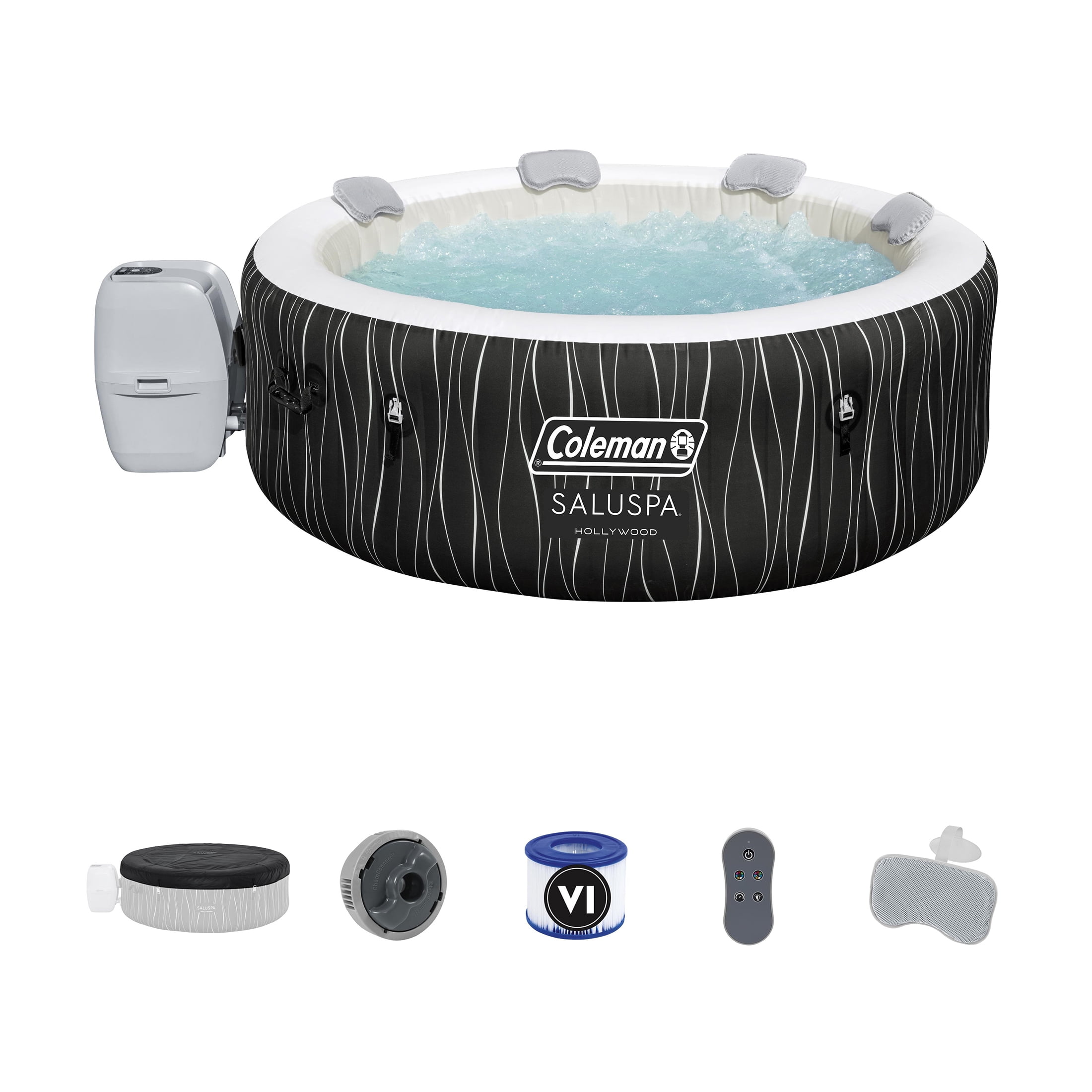 Coleman SaluSpa Hollywood Luxe AirJet Round Inflatable Hot Tub with LED Lights 4-6 Person with Pump #P08411 - Image 4