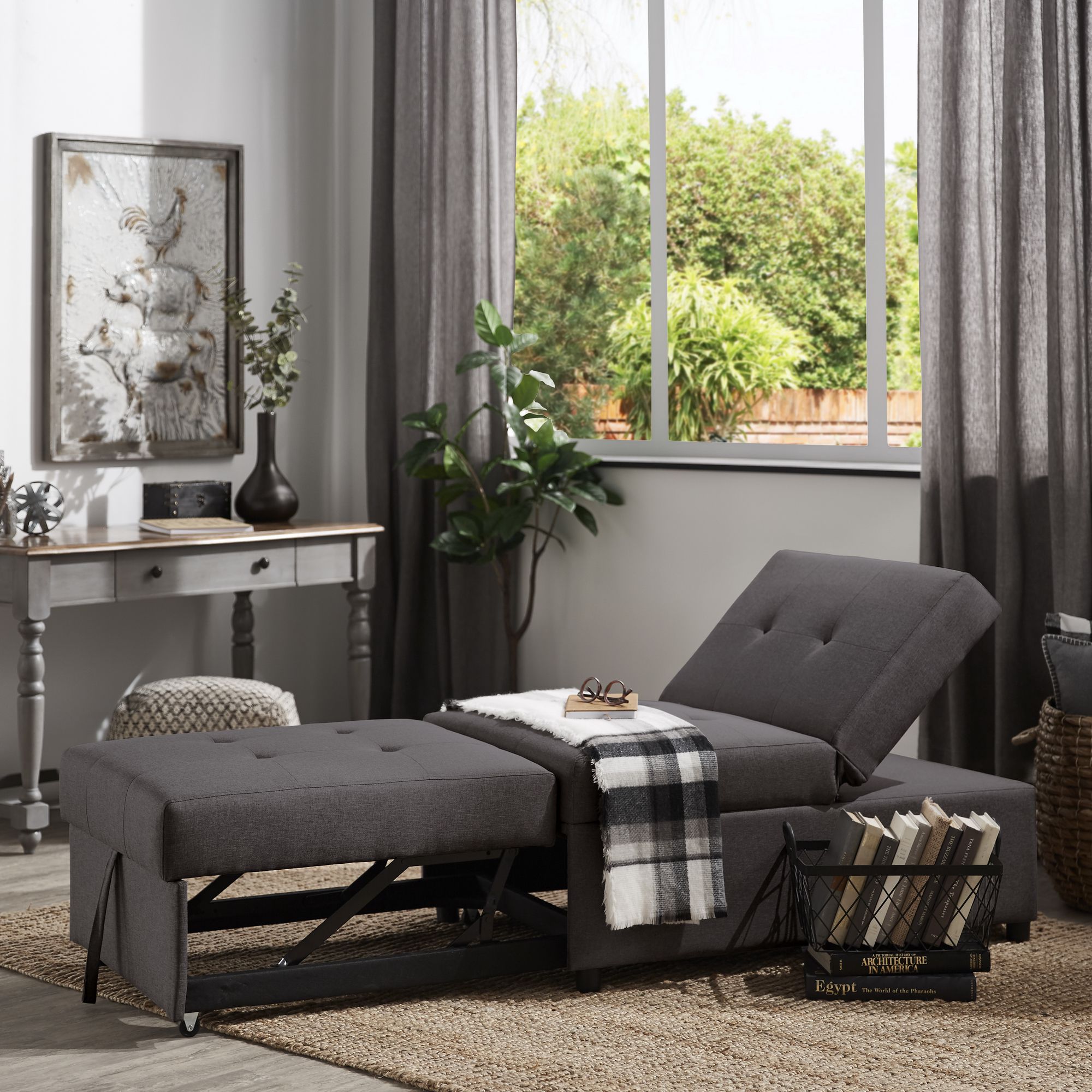 Weston Home Tucker Convertible Ottoman, Dark Grey - Image 7