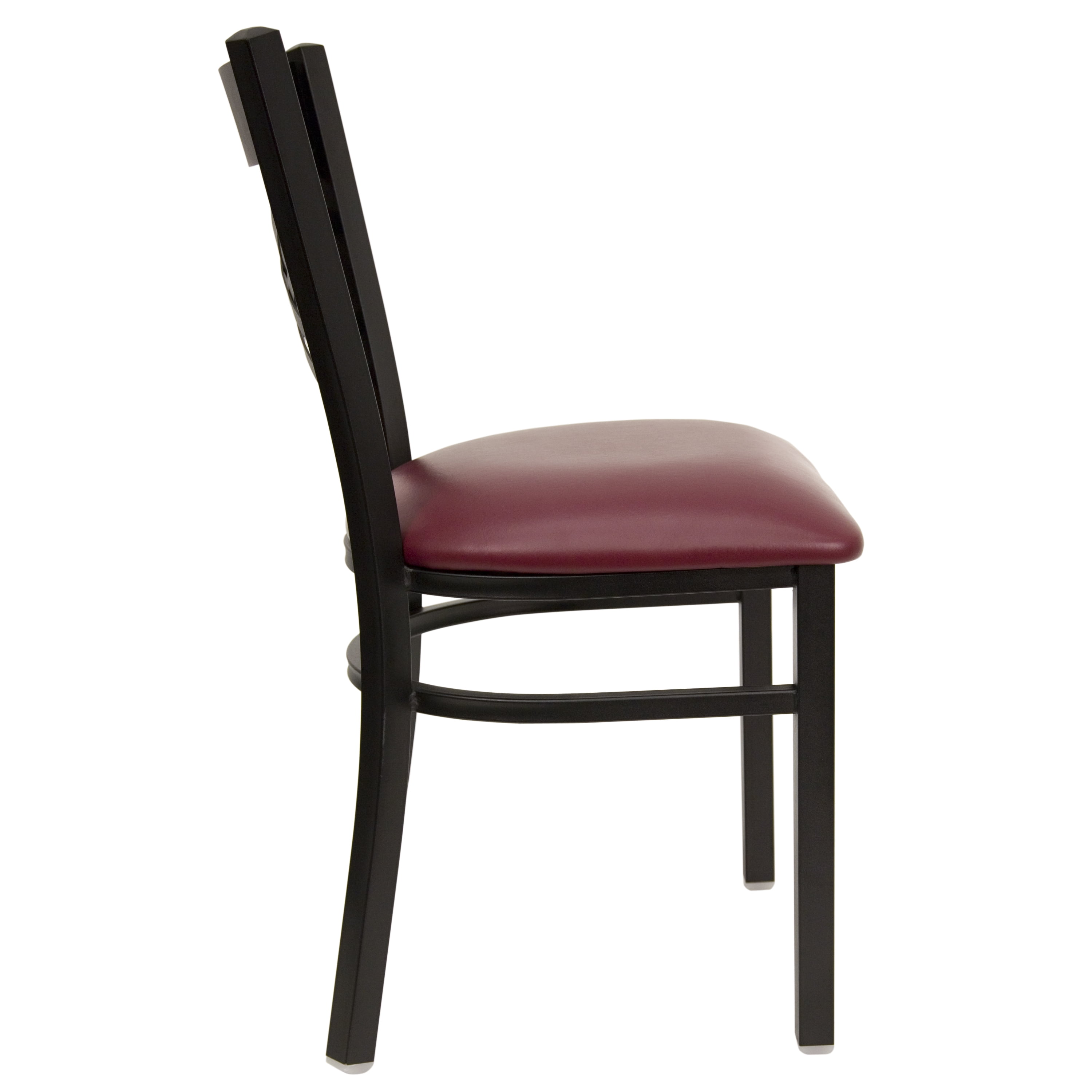 Flash Furniture HERCULES Series Black ''X'' Back Metal Restaurant Chair - Burgundy Vinyl Seat - Image 2