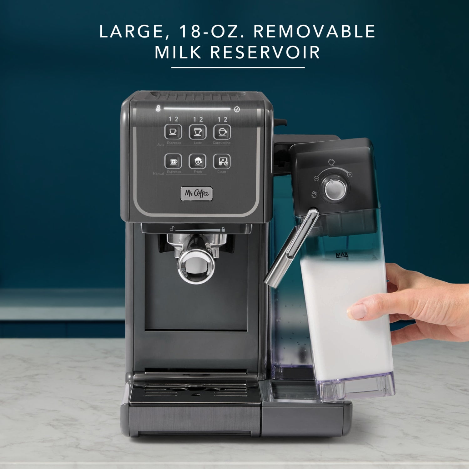 Mr. Coffee One Touch CoffeeHouse+ Espresso, Cappuccino, and Latte Maker, Grey - Image 4