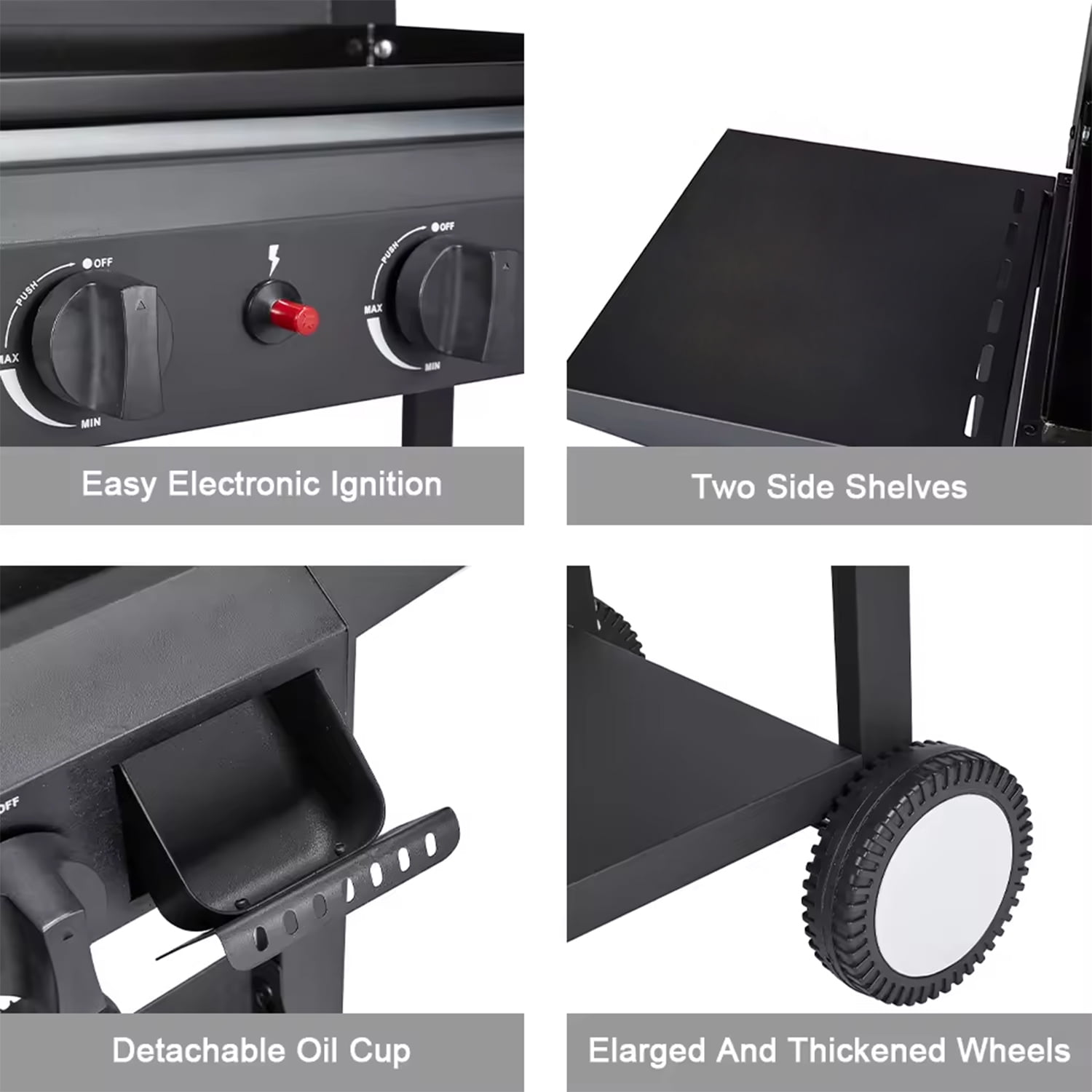 SUGIFT 3-Burner Propane Gas Griddle Outdoor Flat Top Gas Grill Can Be Detached Table Top Griddle, for BBQ, Camping - Image 3