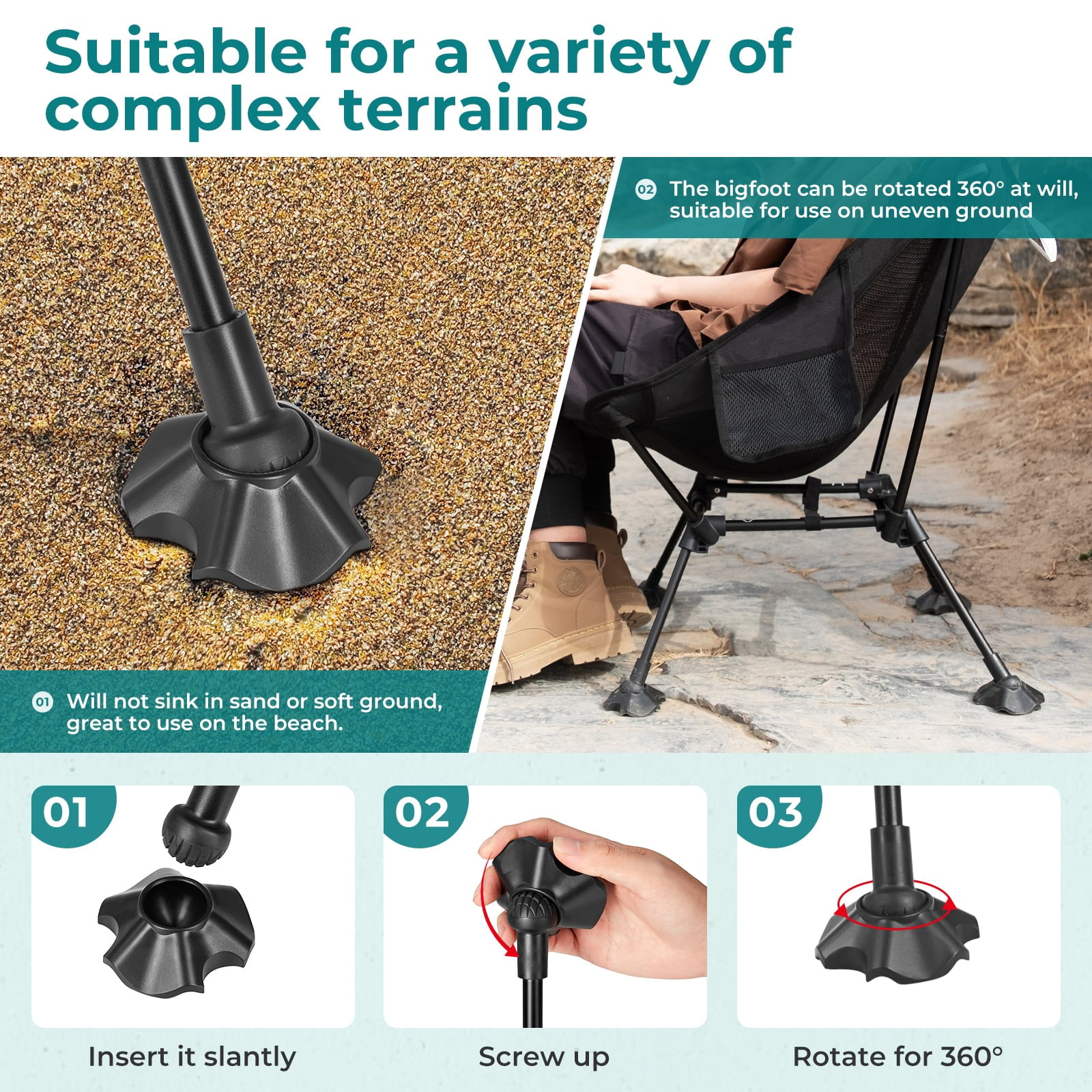 ATEPA Ultralight Portable Camping Chair, Folding Chair with Carry Bag, Weighing just 2.5 lbs, Support up to 330LBS, Portable Folding Square Tall Chairs for Fishing, Hiking, Backpacking - Image 7