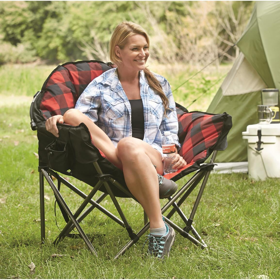 Guide Gear Oversized Club Camp Chair, 500-lb. Capacity Red Plaid - Image 2
