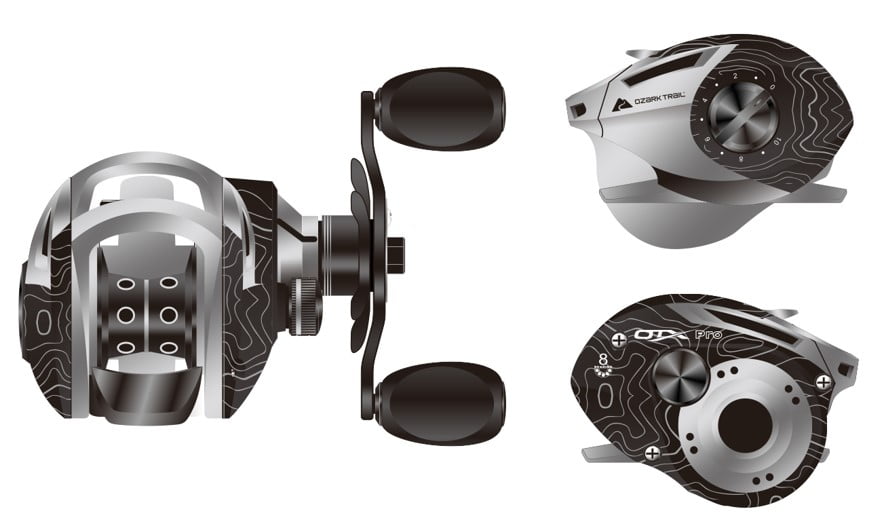 Ozark Trail OTX Pro Baitcast Fishing Reel, Black - Lightweight Graphite Frame and Cover, 7+1 Ball Bearings - Image 3