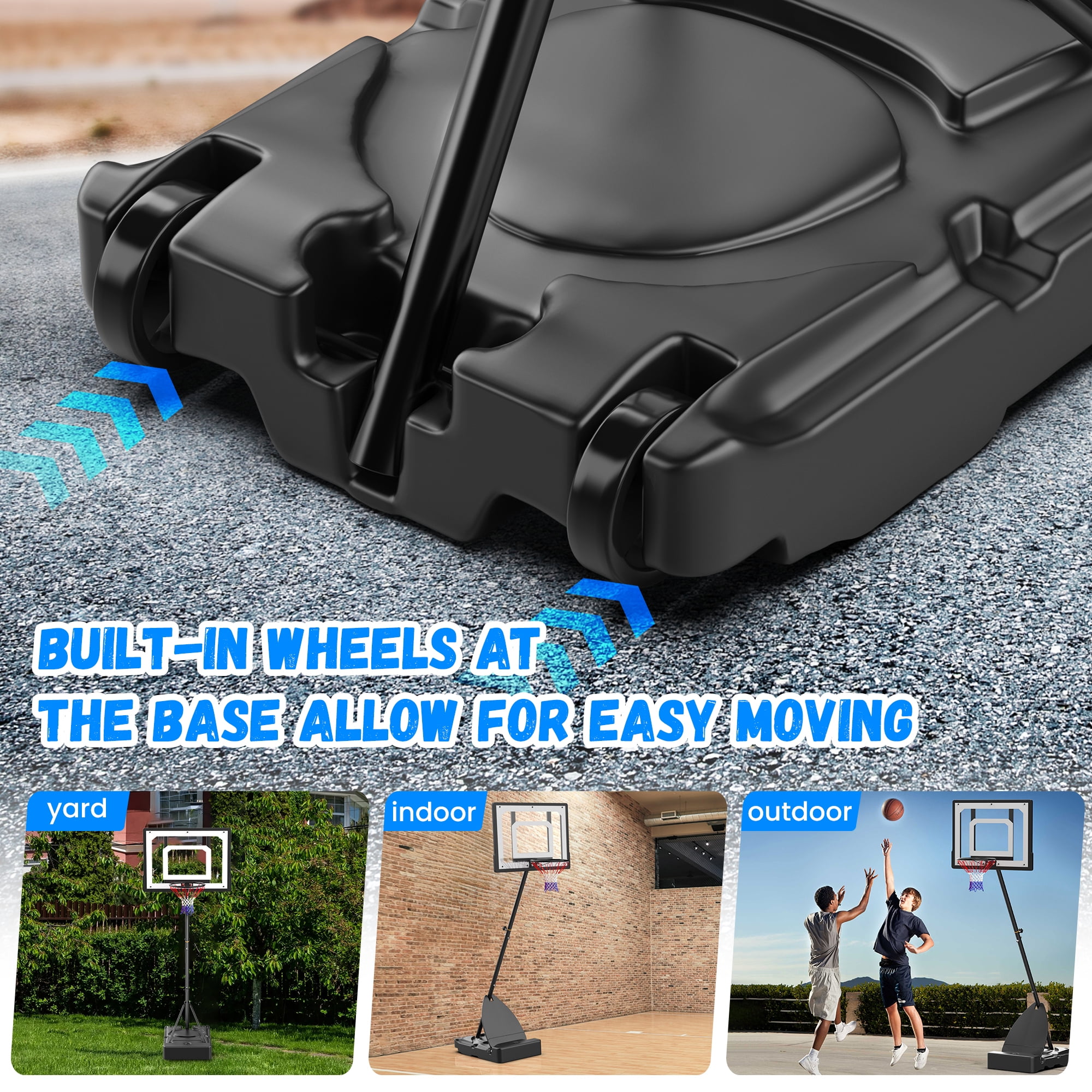 Basketball Hoop with Basketball for Kids Adults 33",Vecukty Adjustable Height 5-8.5' Portable Pool Basketball Goal Outdoor Indoor - Image 3