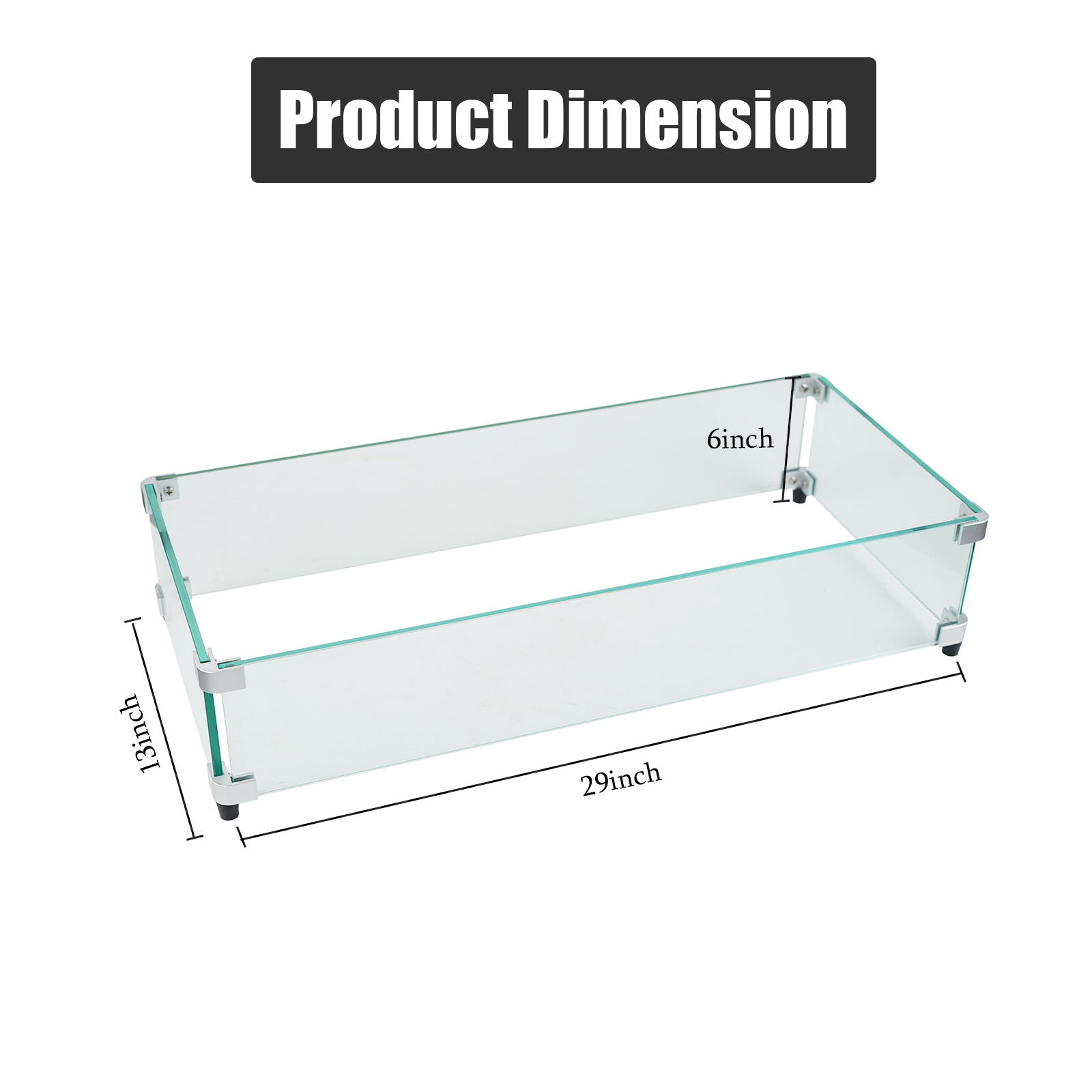 P PBAUTOS Rectangle Fire Pit Glass Wind Guard, 29"*13"*6" with 5/16" Thickened Tempered Glass for Outdoor Fire Pits Pan / Table - Image 4