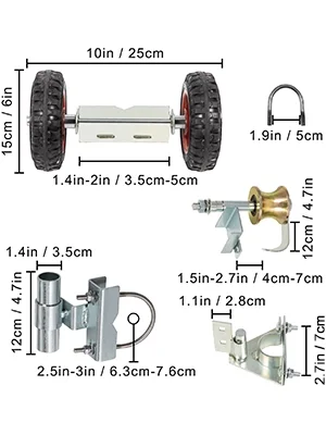 VEVOR Chain Link Rolling Gate Kit Galvanized Steel Rolling Fence 6 Universal Track Bracket Chain Link Rolling Gate Hardware Kit 2 Solid Rubber Wheels Fence Rolling Kit for Chain Link Sliding Gate - Image 8