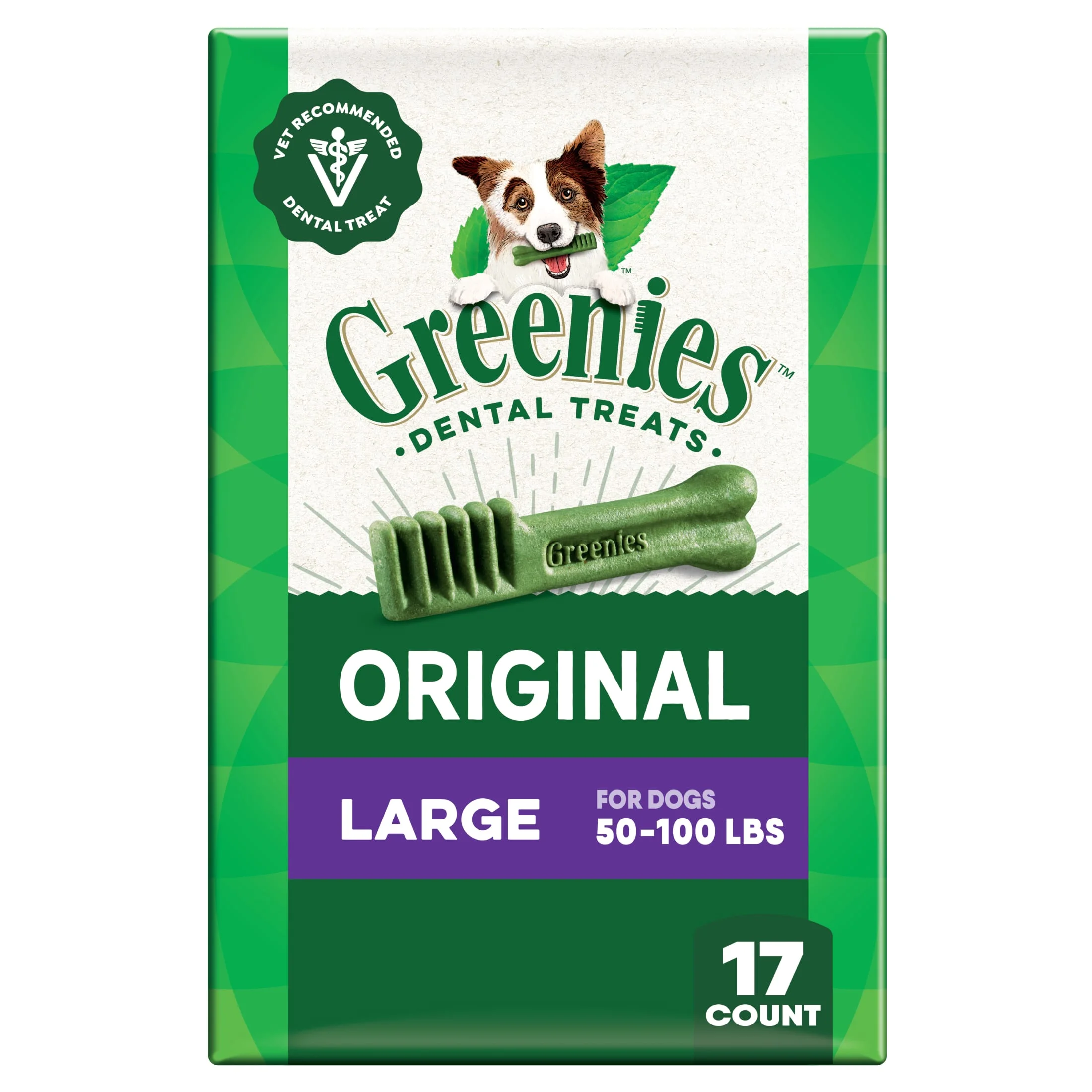 (3 pack) Greenies Original Large Natural Dental Care Dog Treats, 27 oz Pack (17 Treats) - Image 2