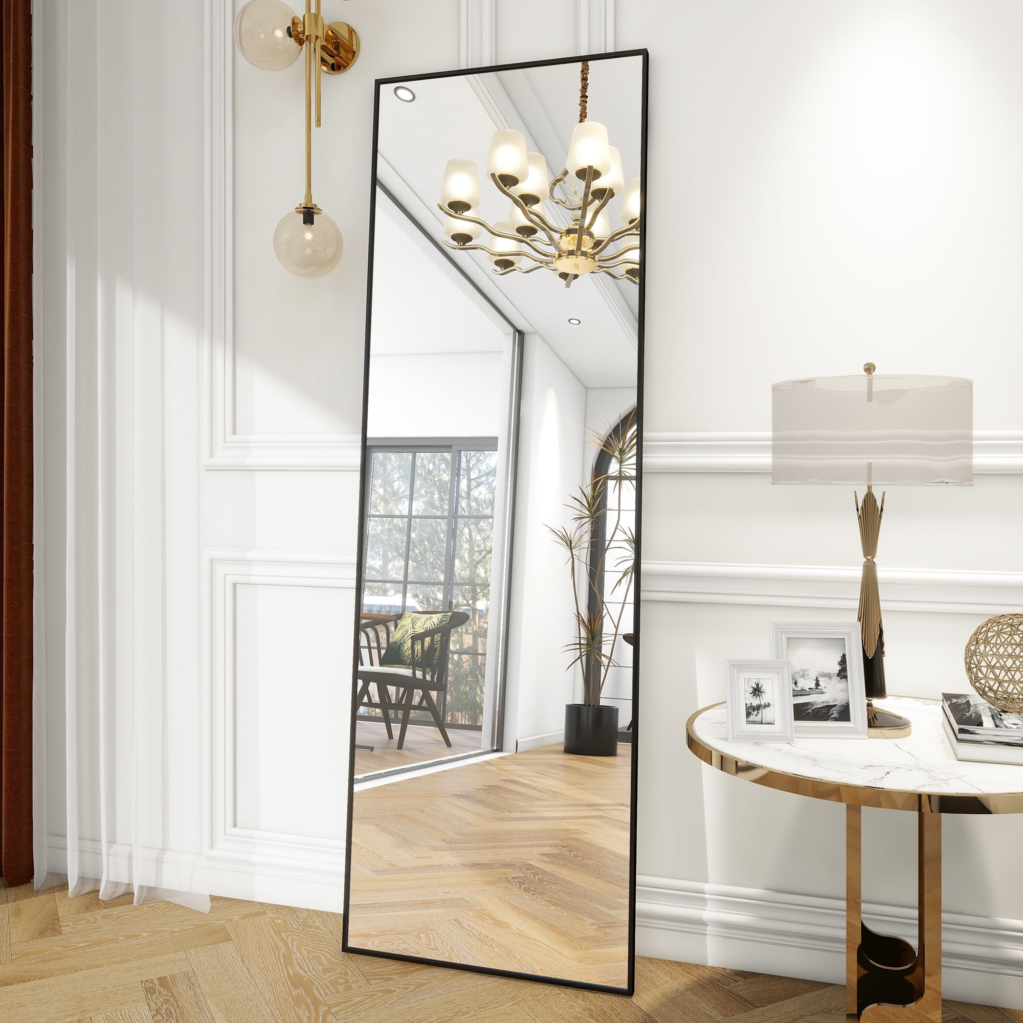 Anyrose 21"x64" Full Length Dressing Mirror Rectangled Floor Standing Mirror Wall Mounted, Black - Image 7