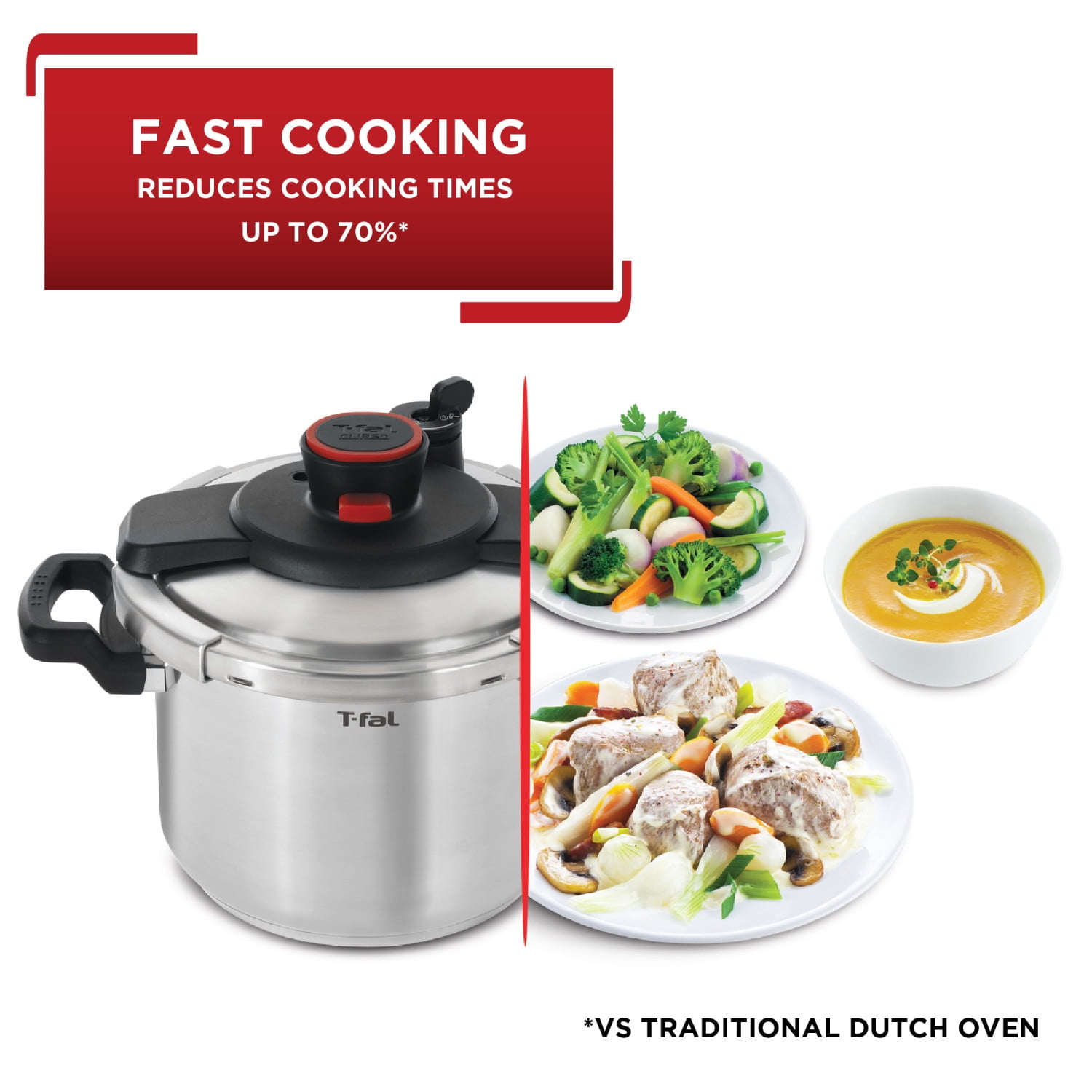 T-fal Clipso, Stainless Steel Pressure Cooker, 8 Quart, Silver - Image 2