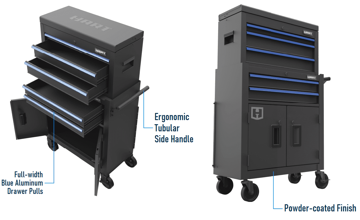 Hart 24-inch Steel Tool Chest Combo with Built-In Power Strip, 400 lb Capacity - Image 6