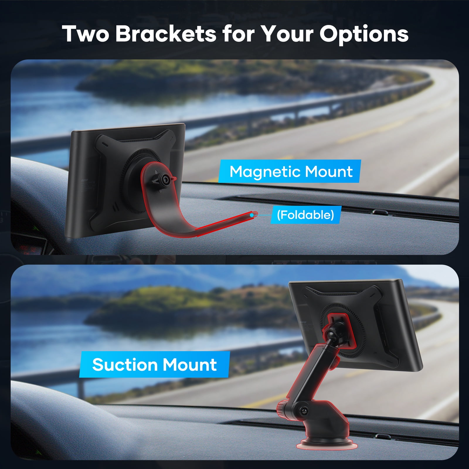 Miroir Drivvplay, Wireless Car Play and Android Auto Display, 7" Touch Screen - Image 10