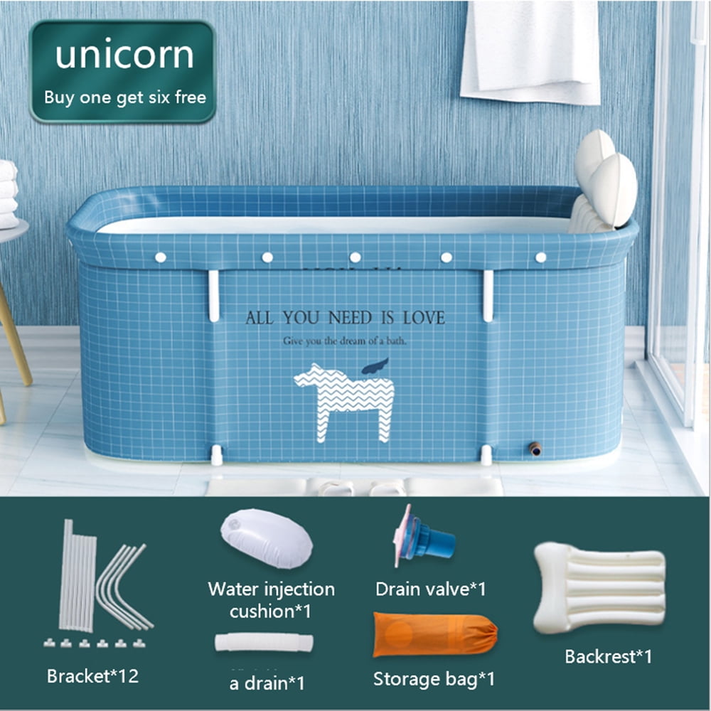 JOJOLAM 47 in Foldable Bathtub, Soaking Bath Tub for Adults or Kids, Efficiently Maintaining Temperature, Light Blue - Image 9
