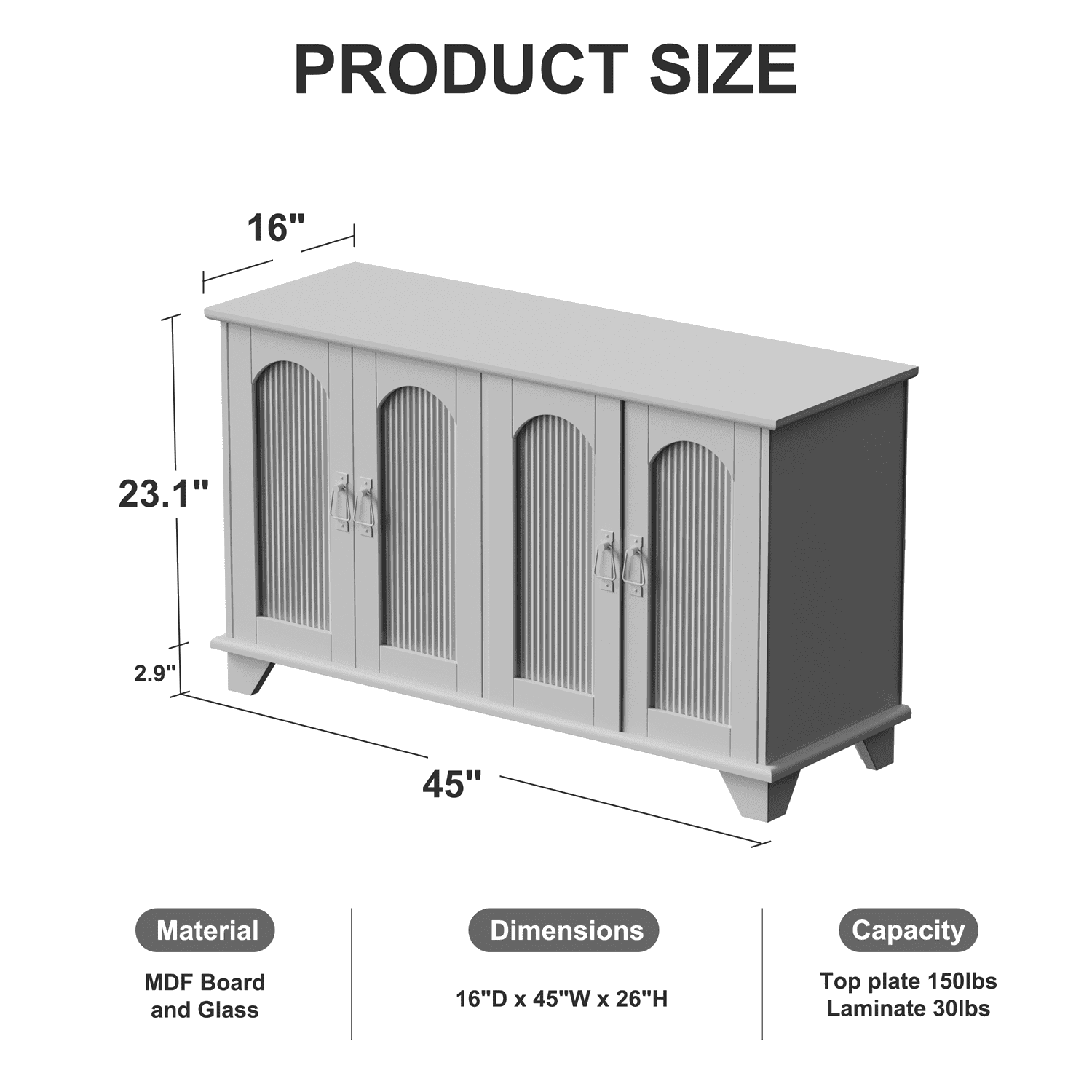 45"x26"x16" Modern Arch Glass Tv Stand for Tvs Up to 65",Black - Image 2