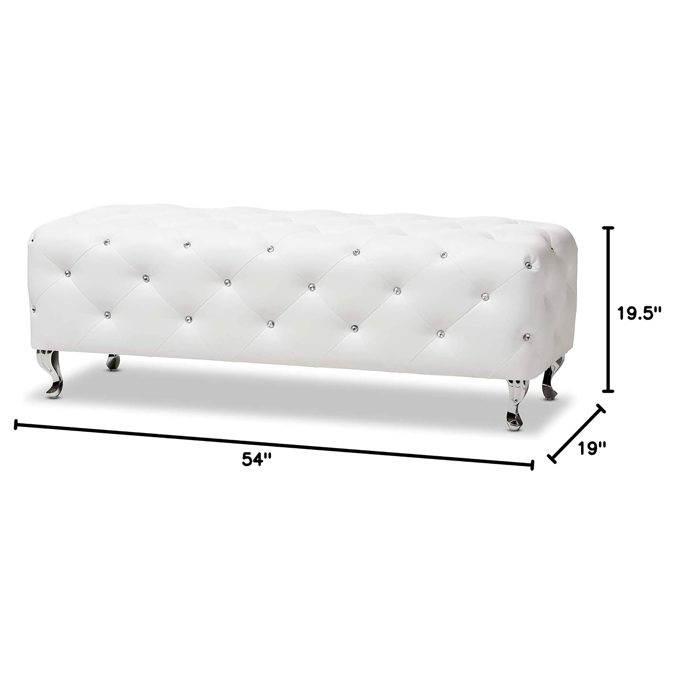 Baxton Studio Stella Crystal Tufted Leather Modern Bench, Multiple Colors - Image 11