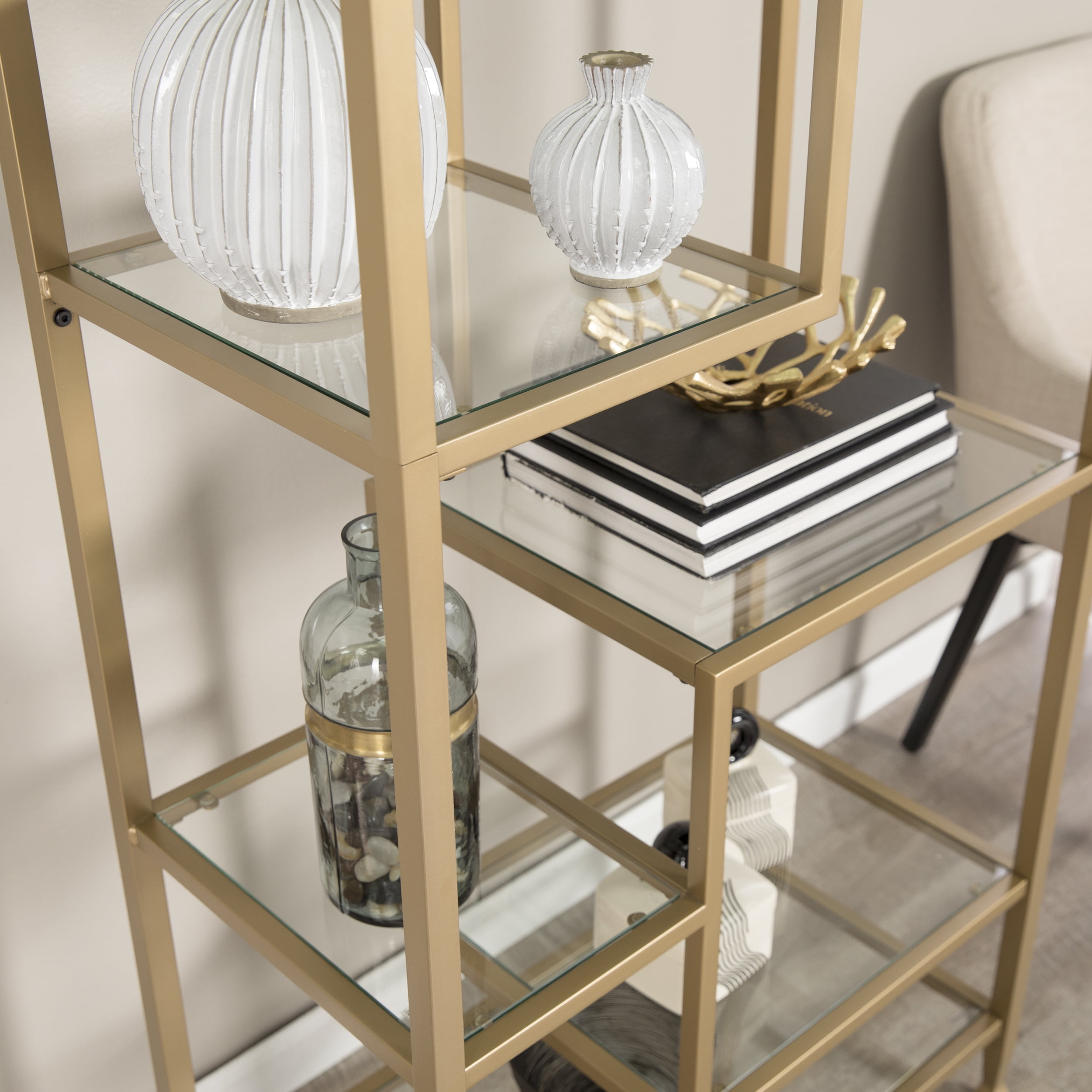 Jaymes Metal/Glass Asymmetrical Bookcase - Image 8