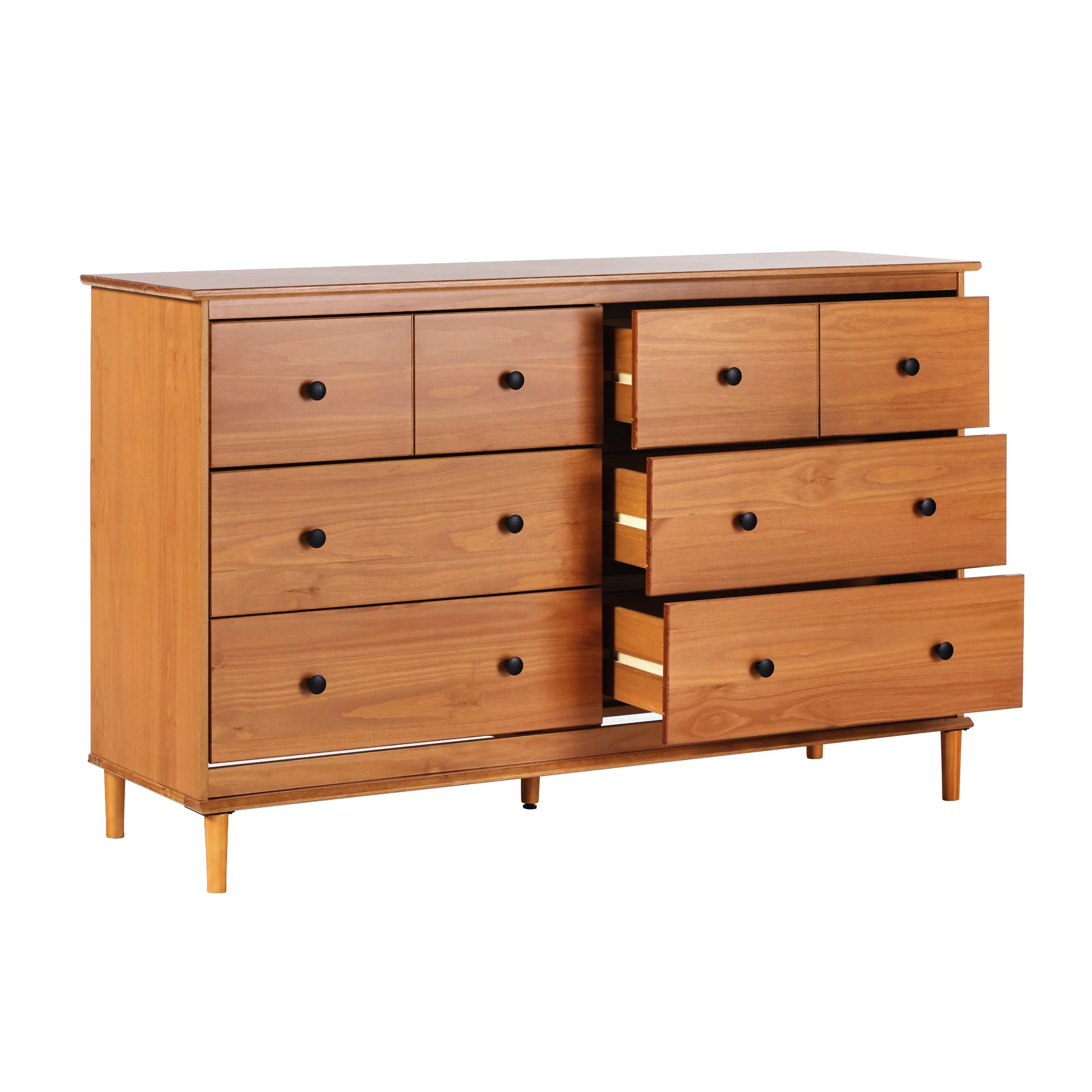 Walker Edison Mid-Century Modern 6-Drawer Solid Wood Dresser, Caramel - Image 3