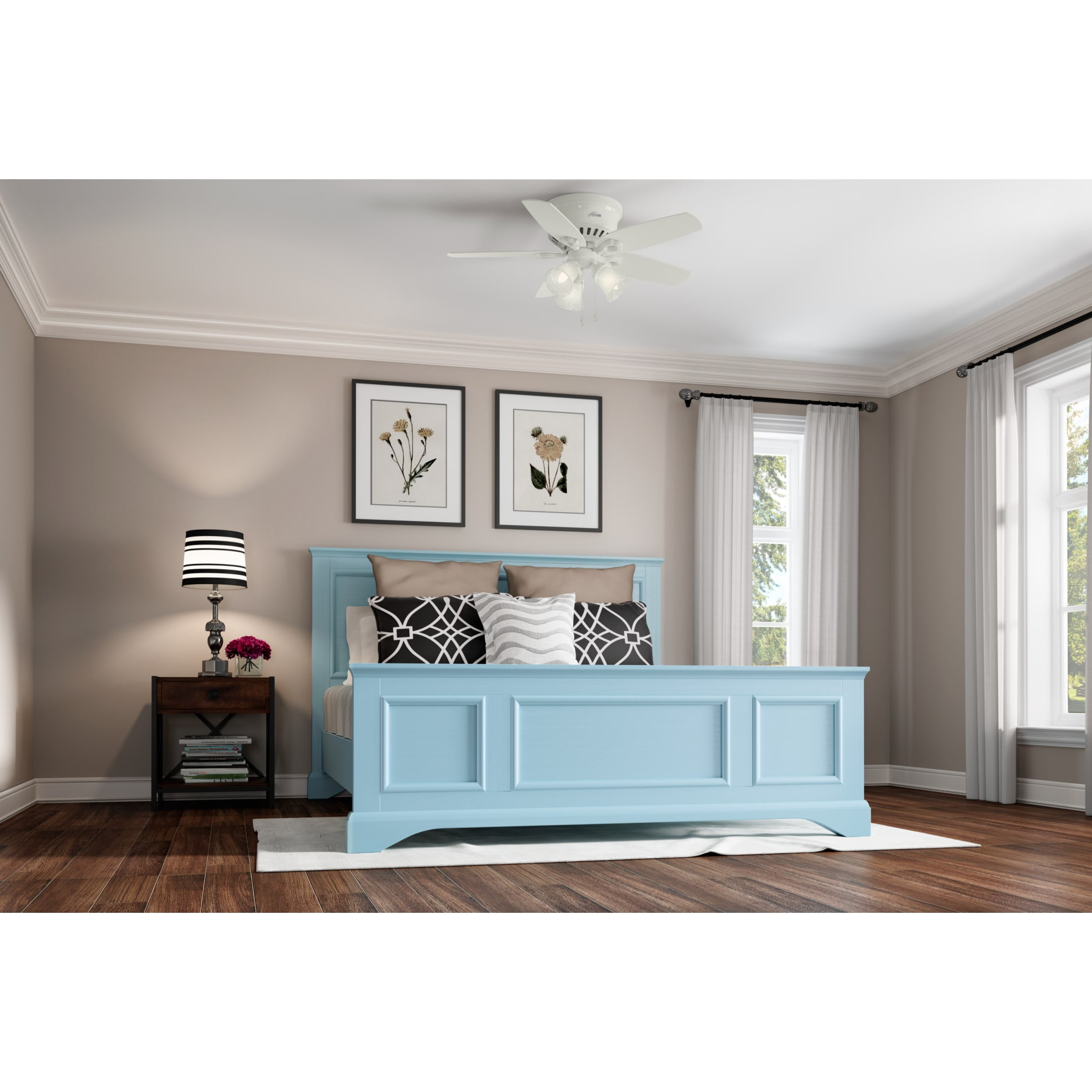 Hunter - Builder Indoor Low Profile Ceiling Fan With Light, 42-inch, Snow White, Traditional-style, 3-speed WhisperWind Motor, 51090, for living rooms, bedrooms, home offices, kitchens - Image 8