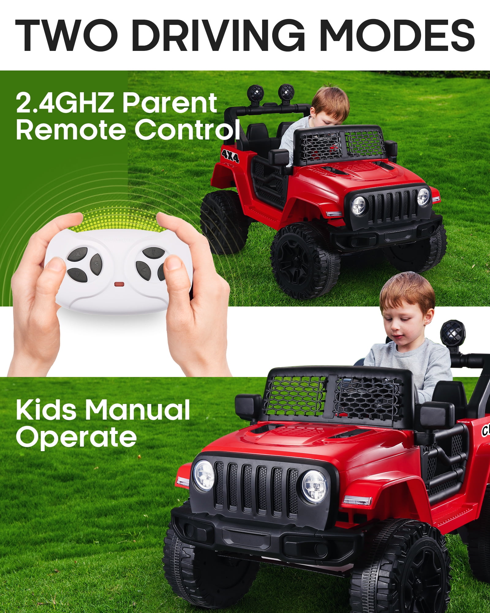 Naipo 12V Kids Ride on Truck Car , Electric Truck Car Toys, Parent Remote Control, w/Spring Suspension MP3 Player, LED Lights and Safety Belt, USB & AUX Port - Image 4