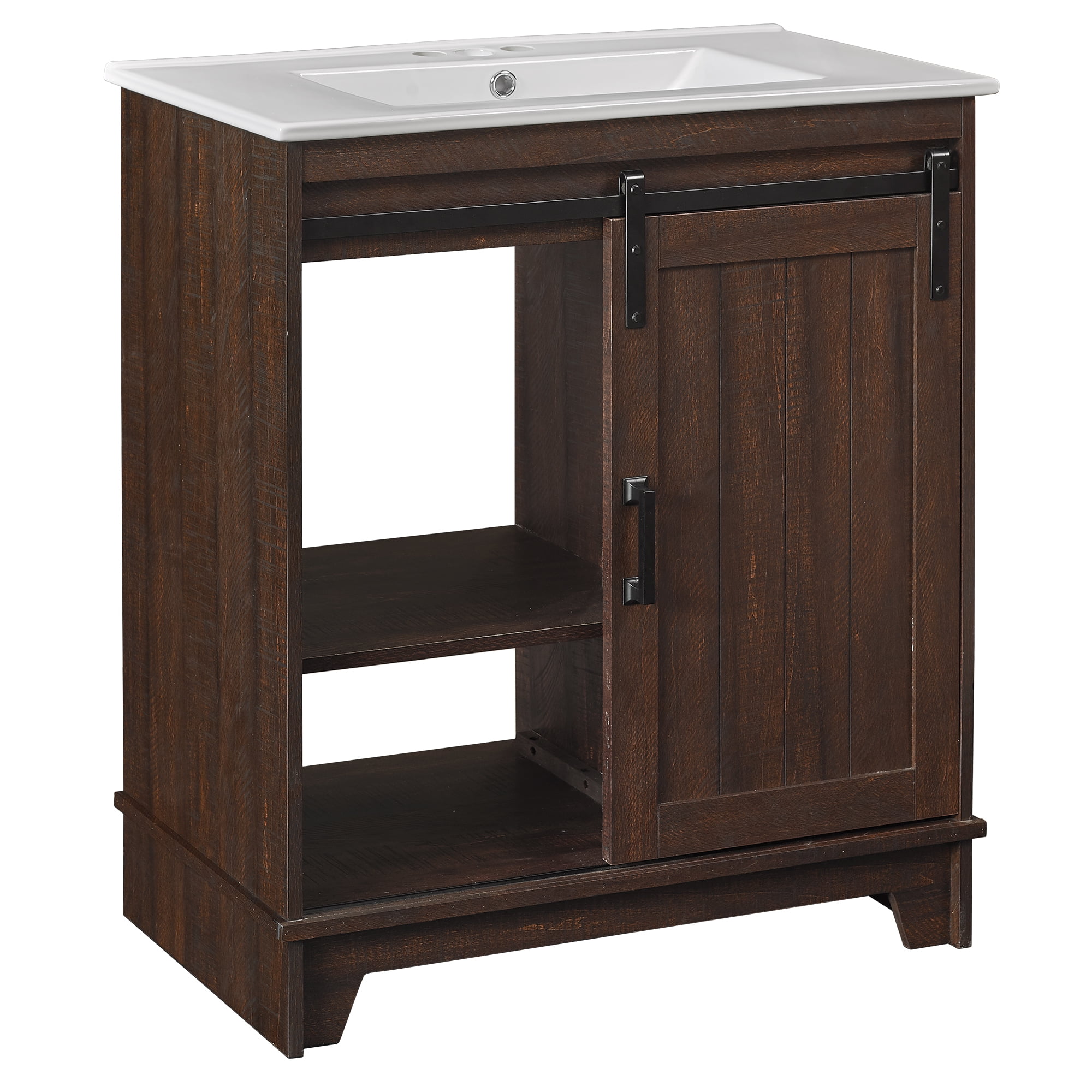 Twin Star Home 30" Sliding Barn Door Single Bathroom Vanity with Woven Baskets - Image 5