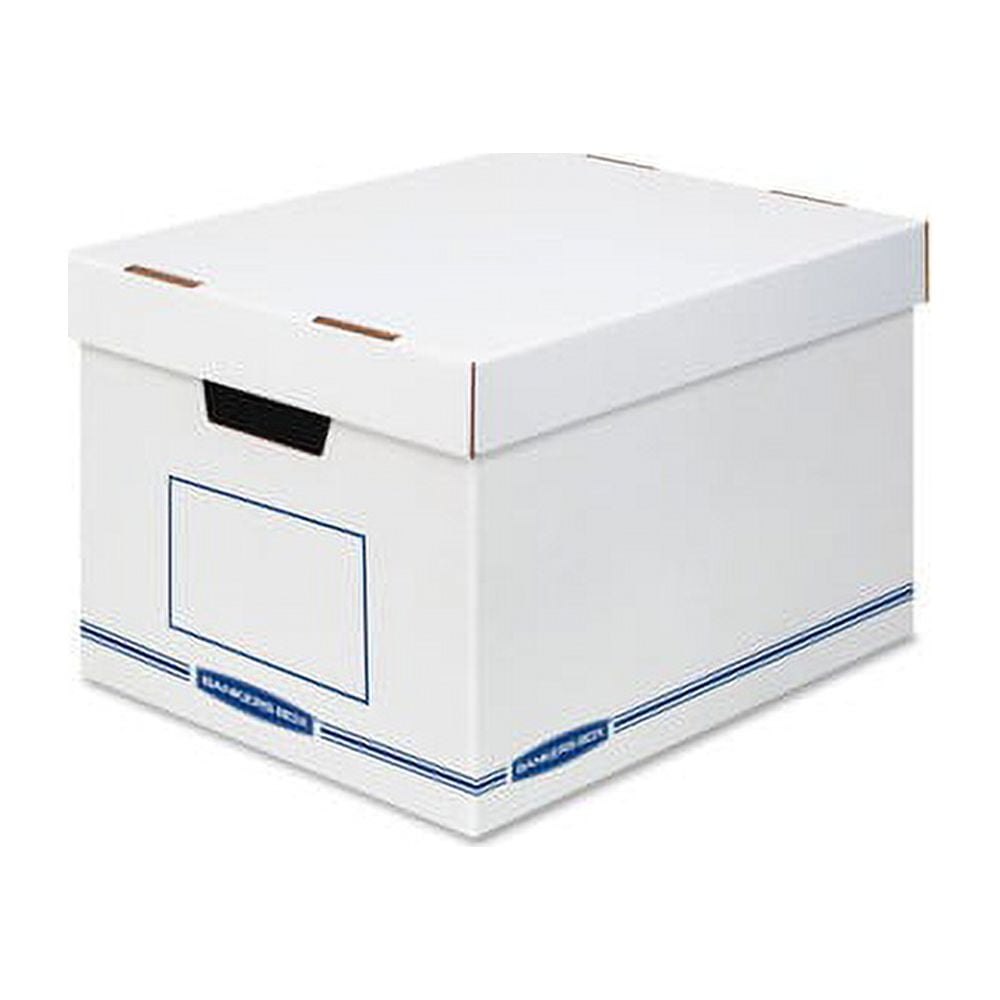 Bankers Box Organizers Storage Boxes External Dimensions: 12.8" Width x 16.5" Depth x 10.5" Height - Medium Duty - Single/Double Wall - Stackable - White, Blue - For Storage - Recycled - 12 / Carton - Image 2