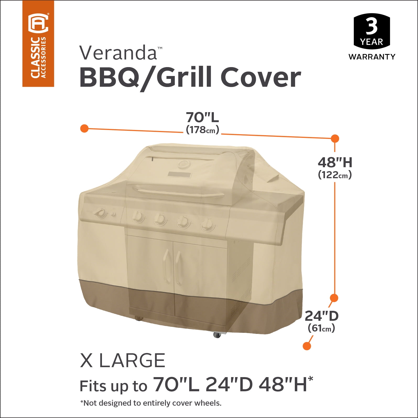Classic Accessories Veranda Barbecue BBQ Grill Patio Storage Cover, Up to 70" Wide, X-Large - Image 9