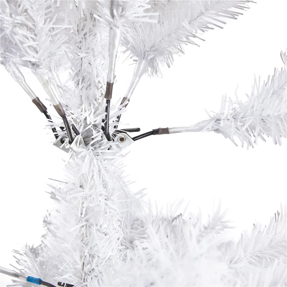 Alden Design White Hinged Spruce Artificial Christmas Tree, with Foldable Stand 6' - Image 3