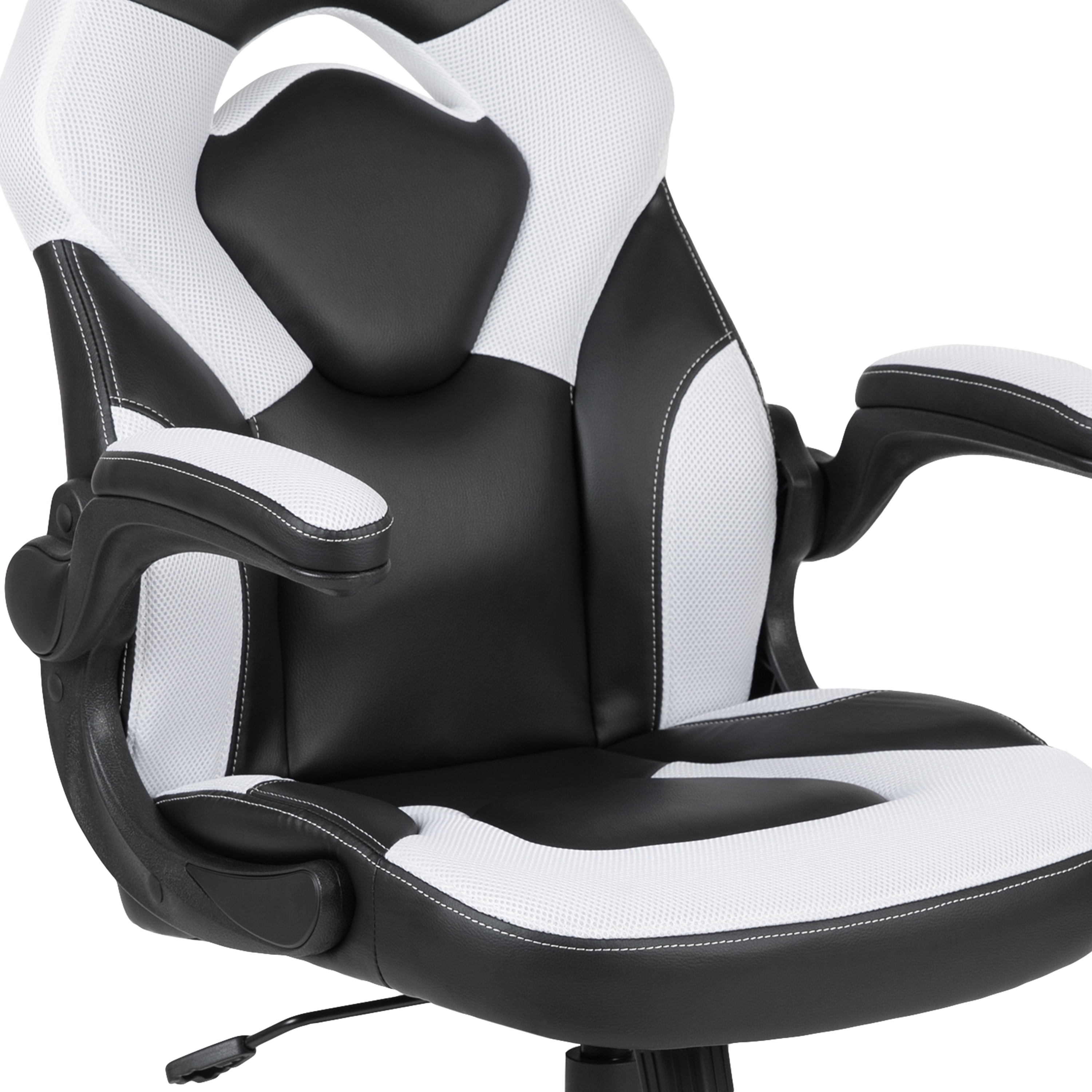 Flash Furniture Optis Black Gaming Desk and White/Black Racing Chair Set with Cup Holder, Headphone Hook, and Monitor/Smartphone Stand - Image 6