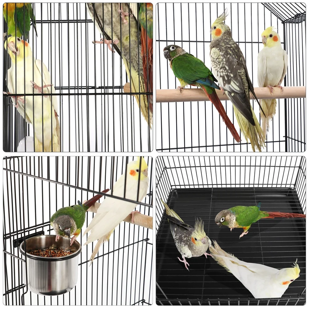 Alden Design 57" Rolling Metal Parrot Cage Bird with Open Top, Black - Image 7