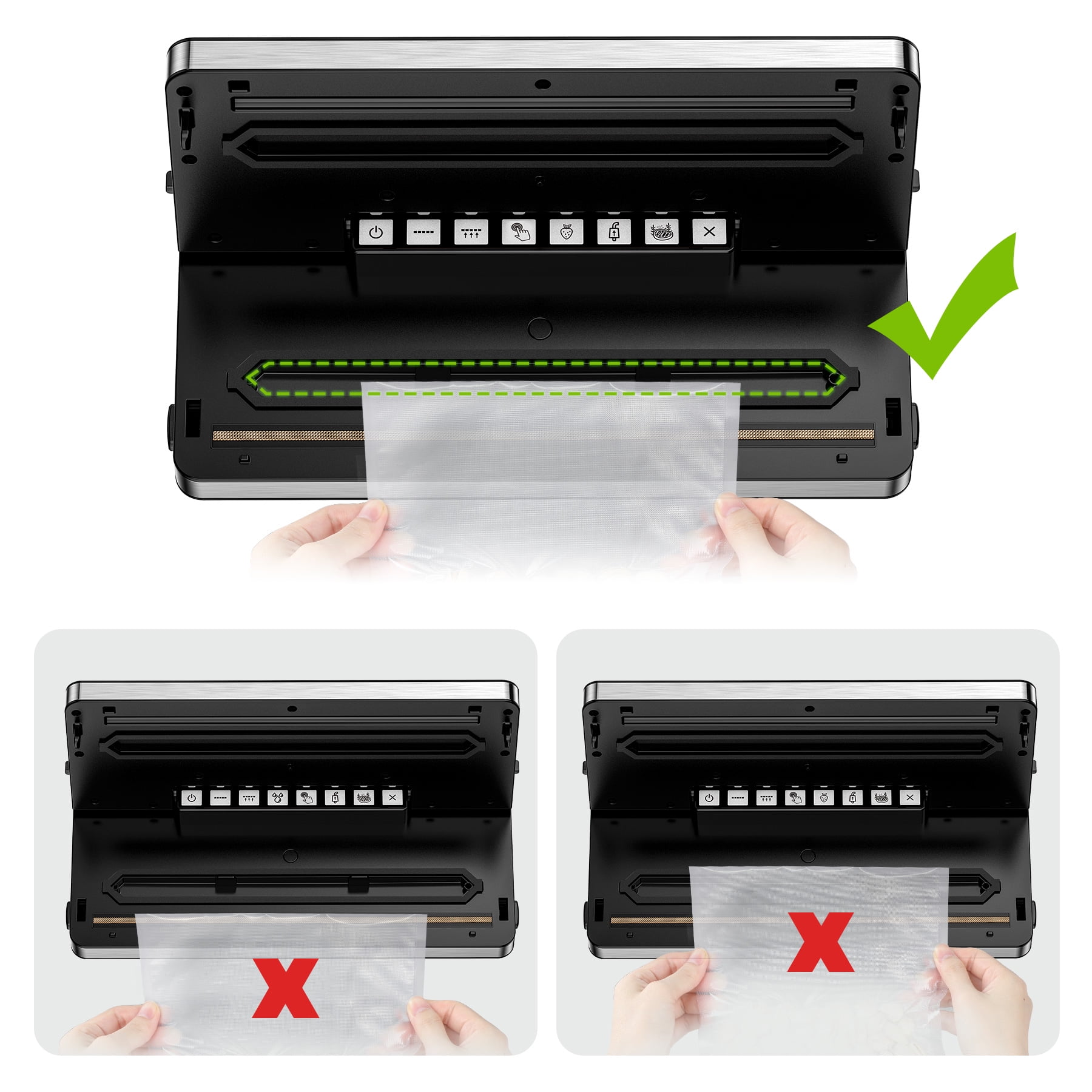 Bonsenkitchen Vacuum Sealer, Stainless Steel Food Sealer with Built-in Cutter and Bag Storage, include 1 Roll Bag & 99 Vacuum Bags - Image 5