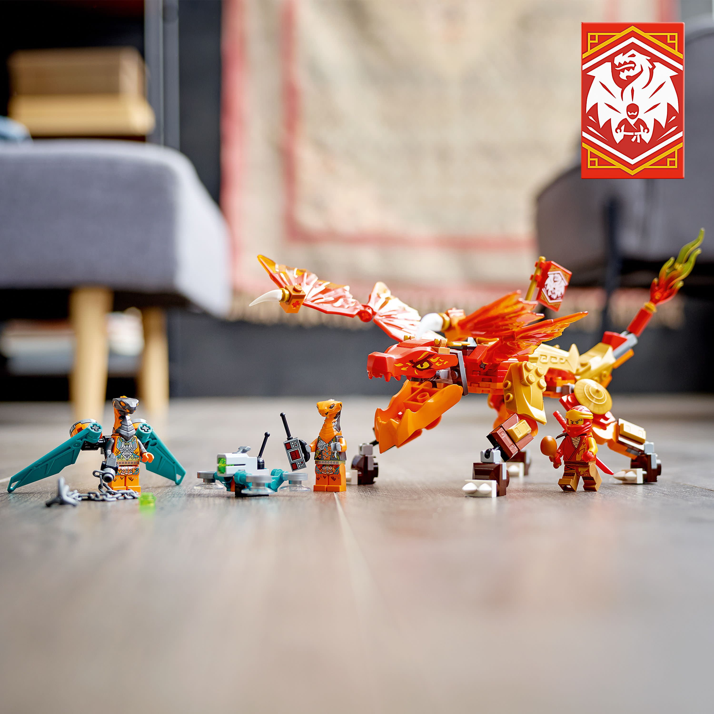 LEGO NINJAGO Kai’s Fire Dragon EVO Toy 71762 for Kids with Cobra & Boa Snake Warrior Figures and Kai Minifigure, Collectible Mission Banner Series - Image 6