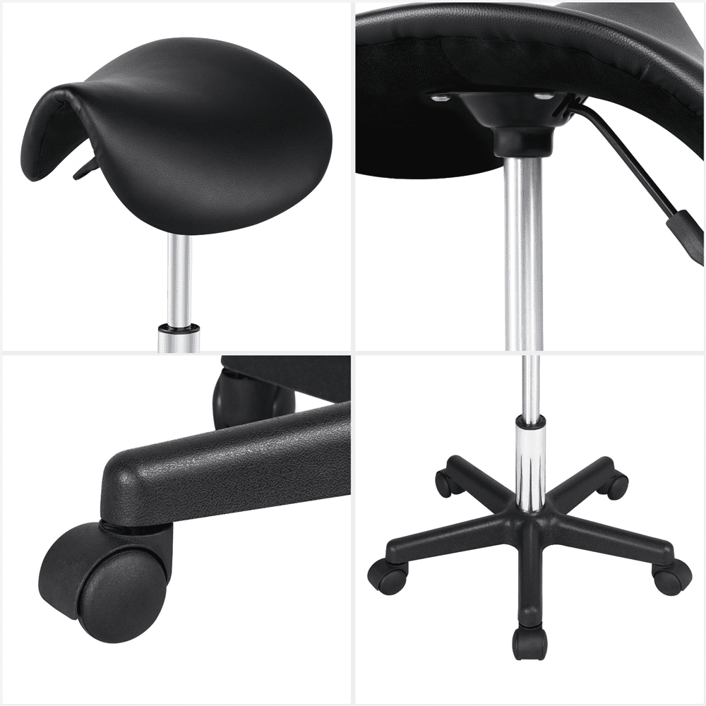 Alden Design Adjustable Rolling Saddle Stool for Massage Tattoo Dental, Black - Image 4
